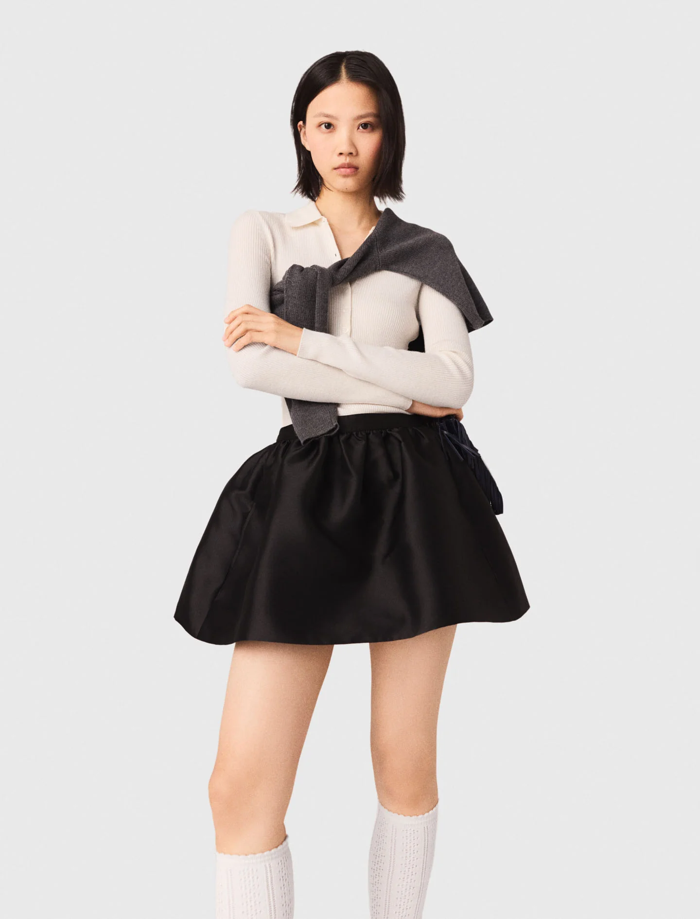Short Taffeta Bubble Skirt Black - Image 5