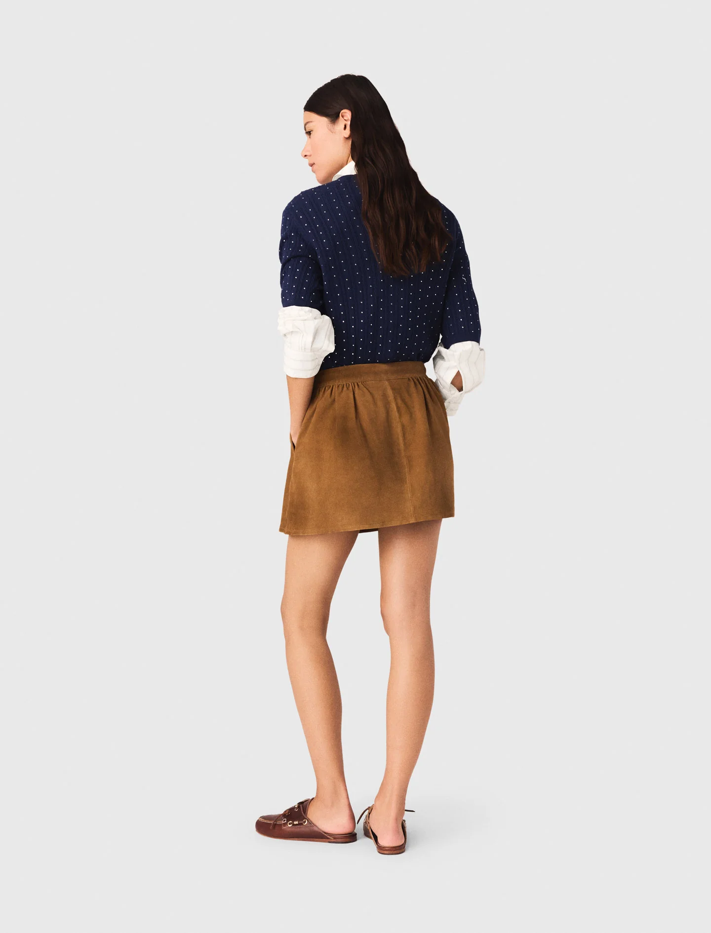 Short Suede Skirt Camel - Image 2