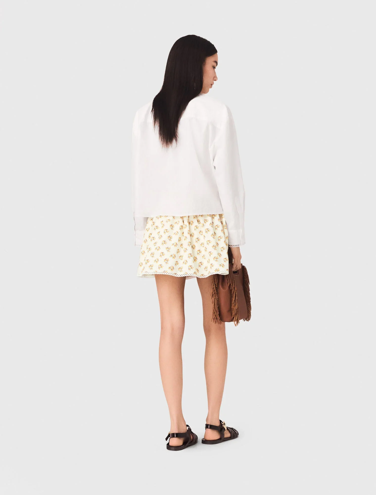 Printed Skirt With Rickrack Trim Yellow Small Flowers Print - Image 3