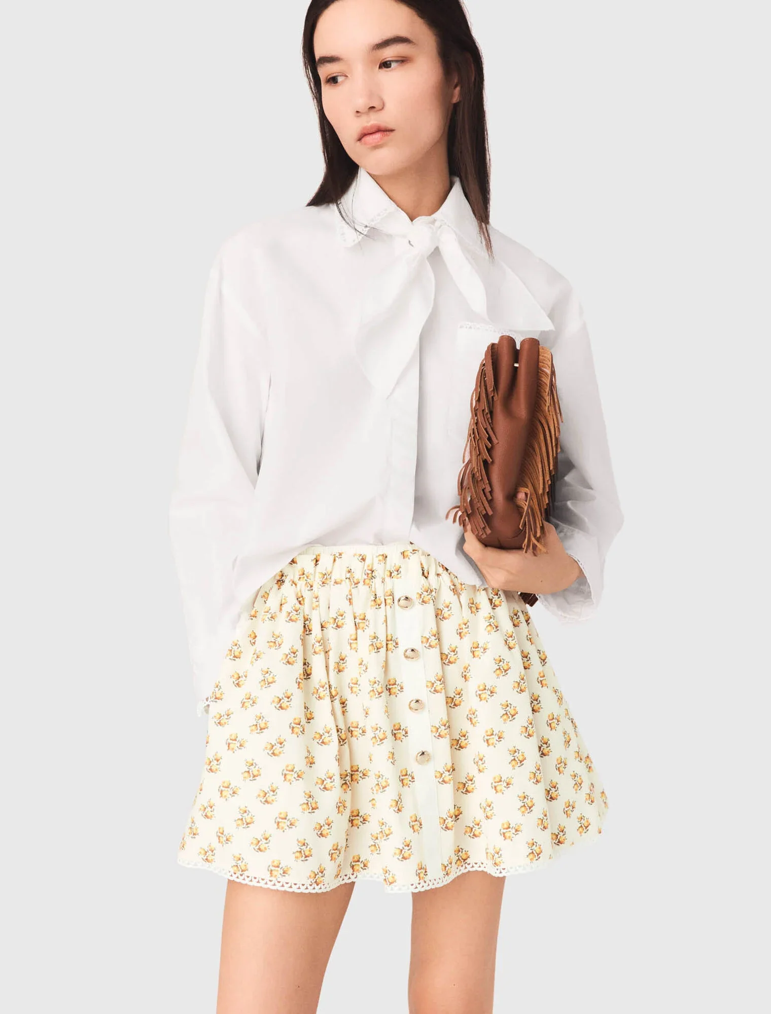 Printed Skirt With Rickrack Trim Yellow Small Flowers Print - Image 4