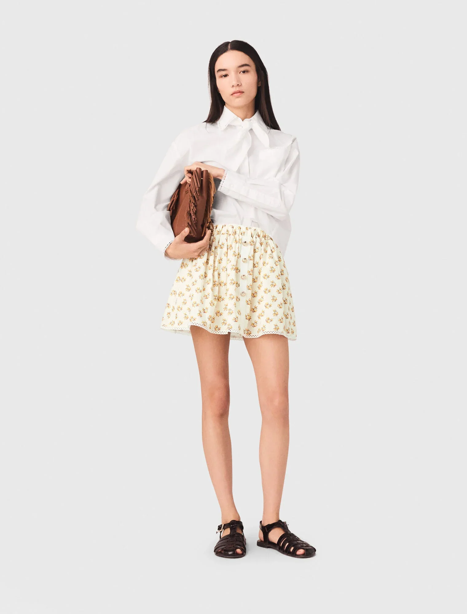 Printed Skirt With Rickrack Trim Yellow Small Flowers Print - Image 5