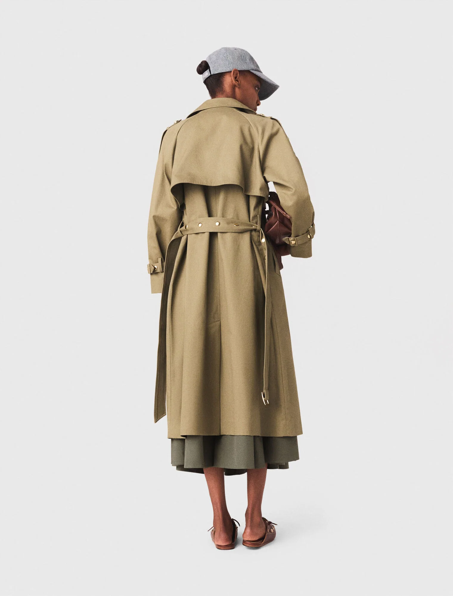 Removable Collar Stud Trench Coat Khaki - Image 3