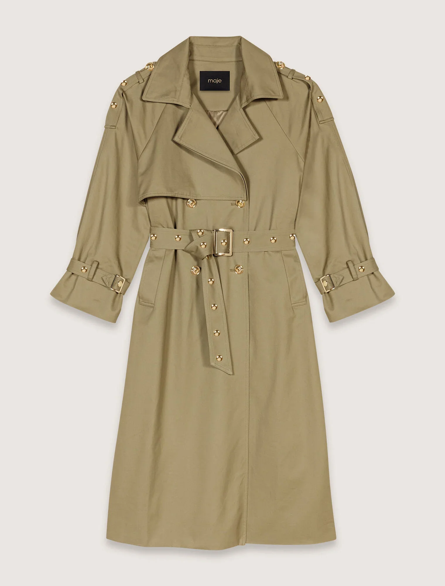 Removable Collar Stud Trench Coat Khaki - Image 7