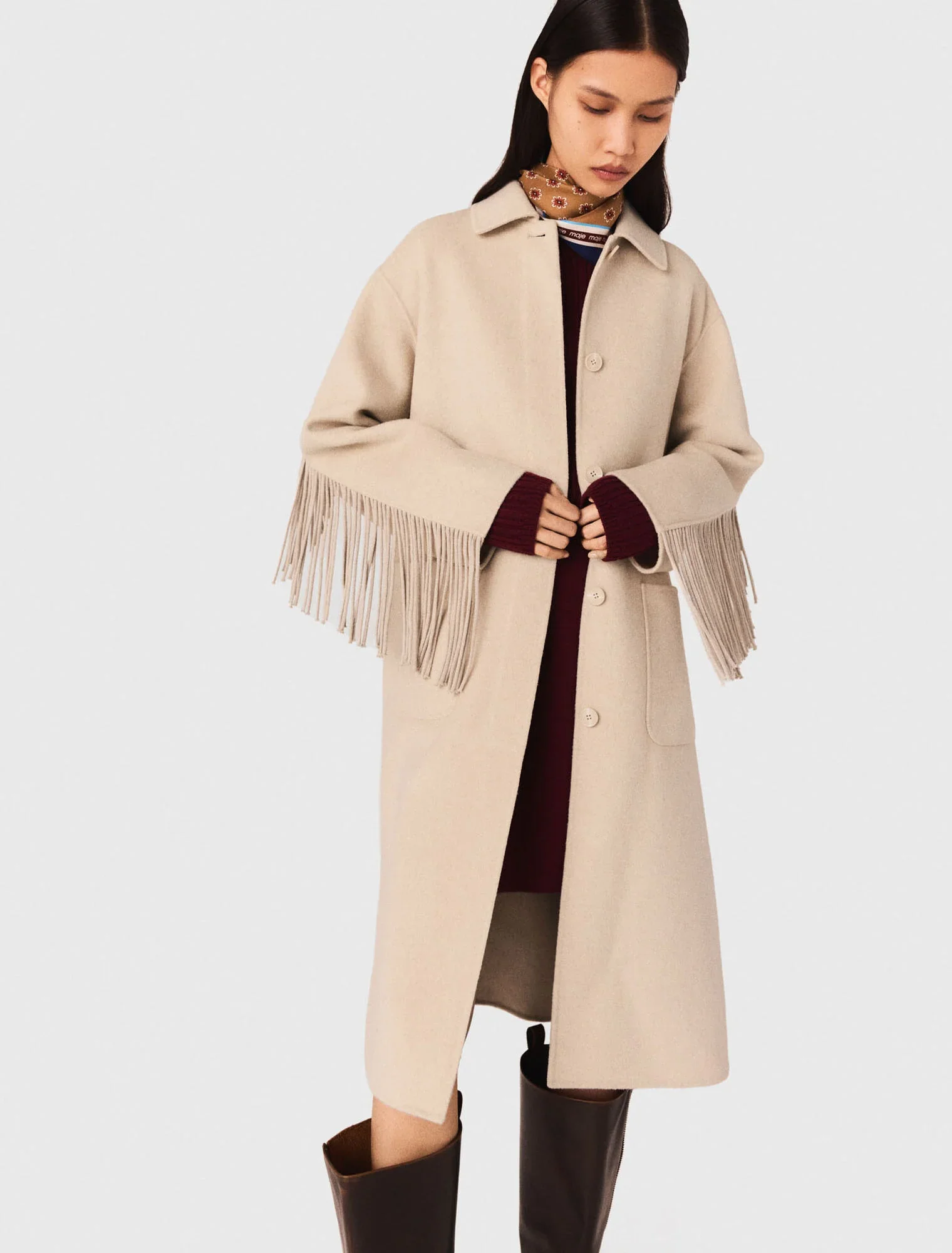 Long wool coat Beige - Image 4