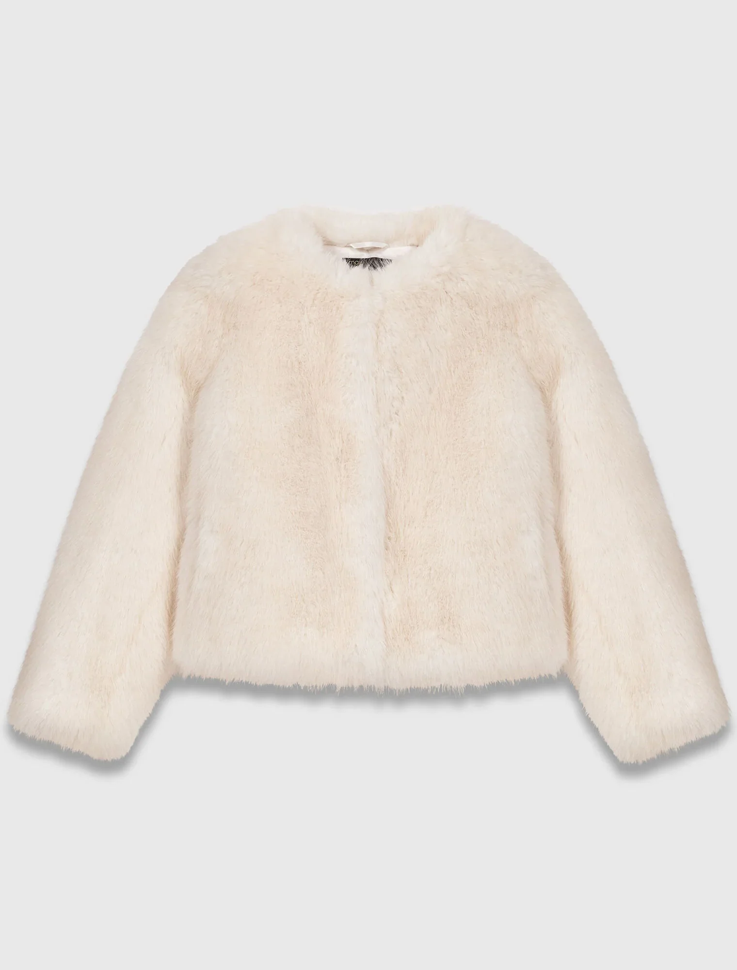Short faux fur jacket Ivory - Image 7