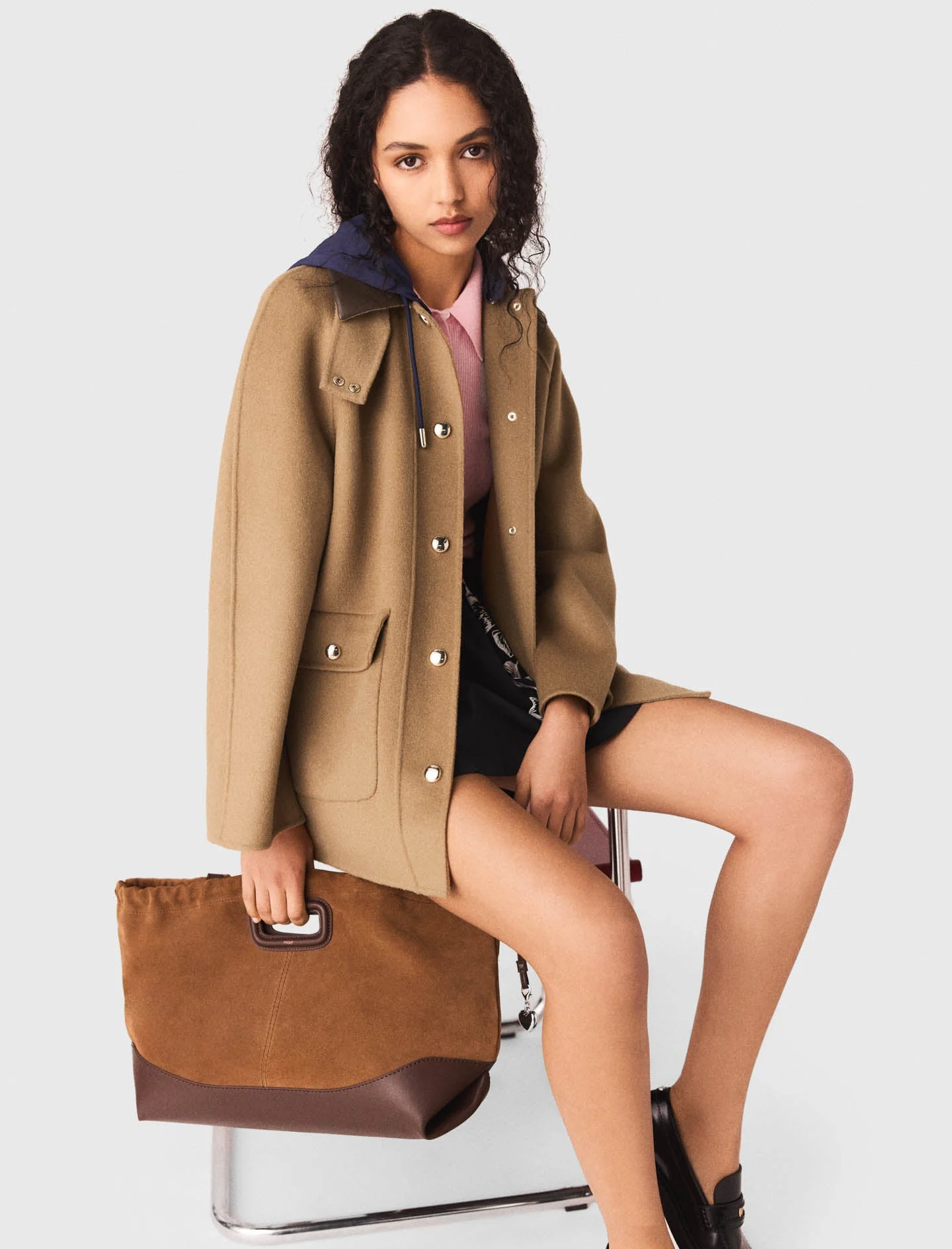 Wool coat with removable hood - Image 3