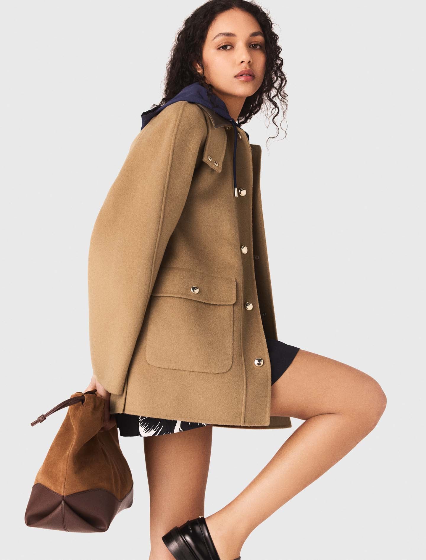Wool coat with removable hood - Image 4