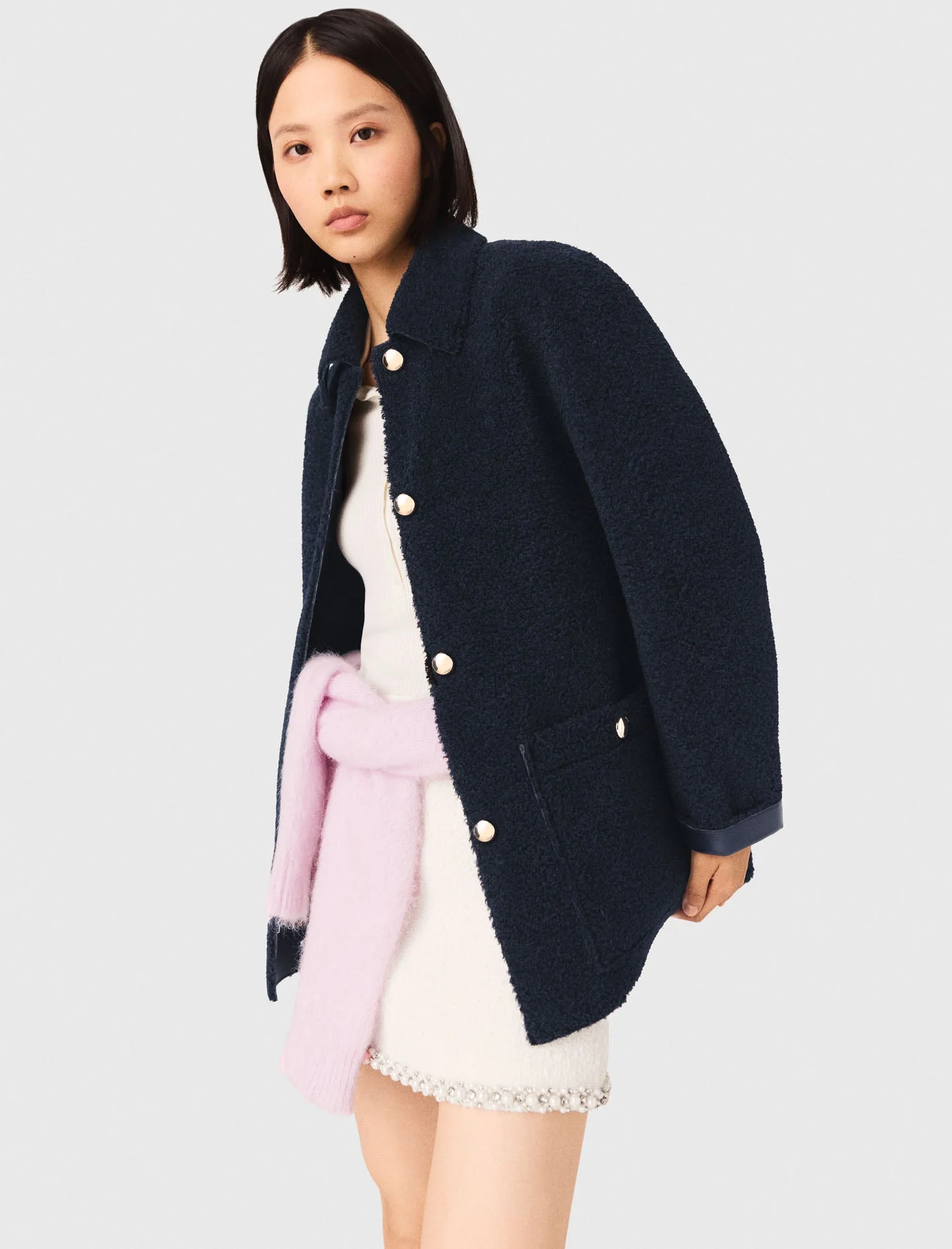 Reversible Faux Shearling Navy - Image 6