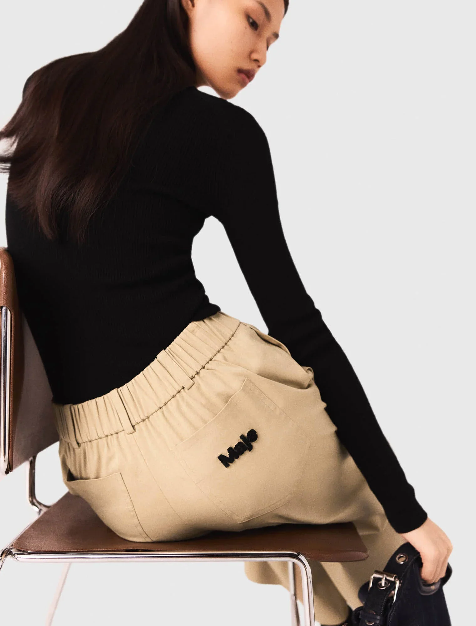 Wide-leg cotton trousers Beige Light - Image 6
