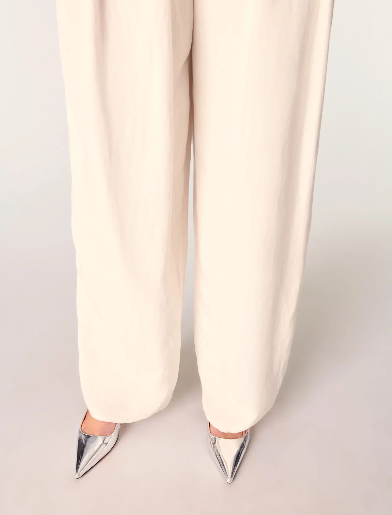 Wide-leg suit trousers Ecru - Image 6