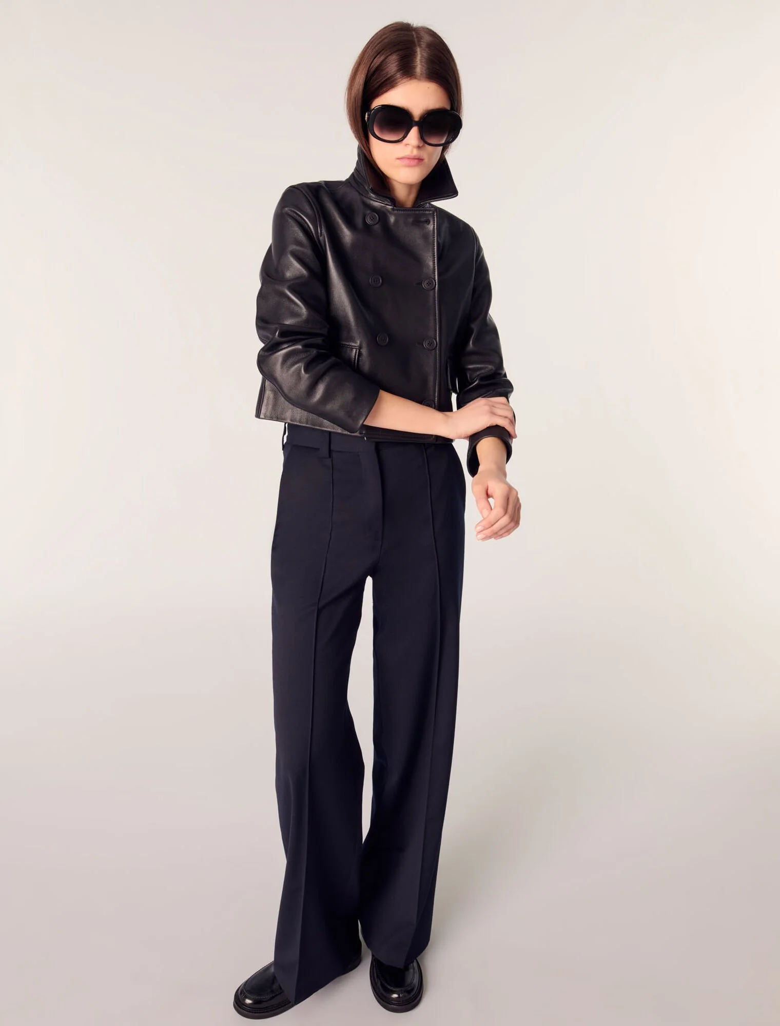 Suit trousers with pintucks Navy - Image 4