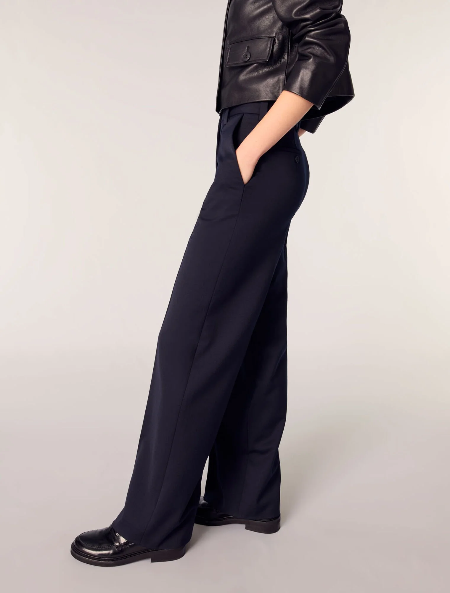 Suit trousers with pintucks Navy - Image 5