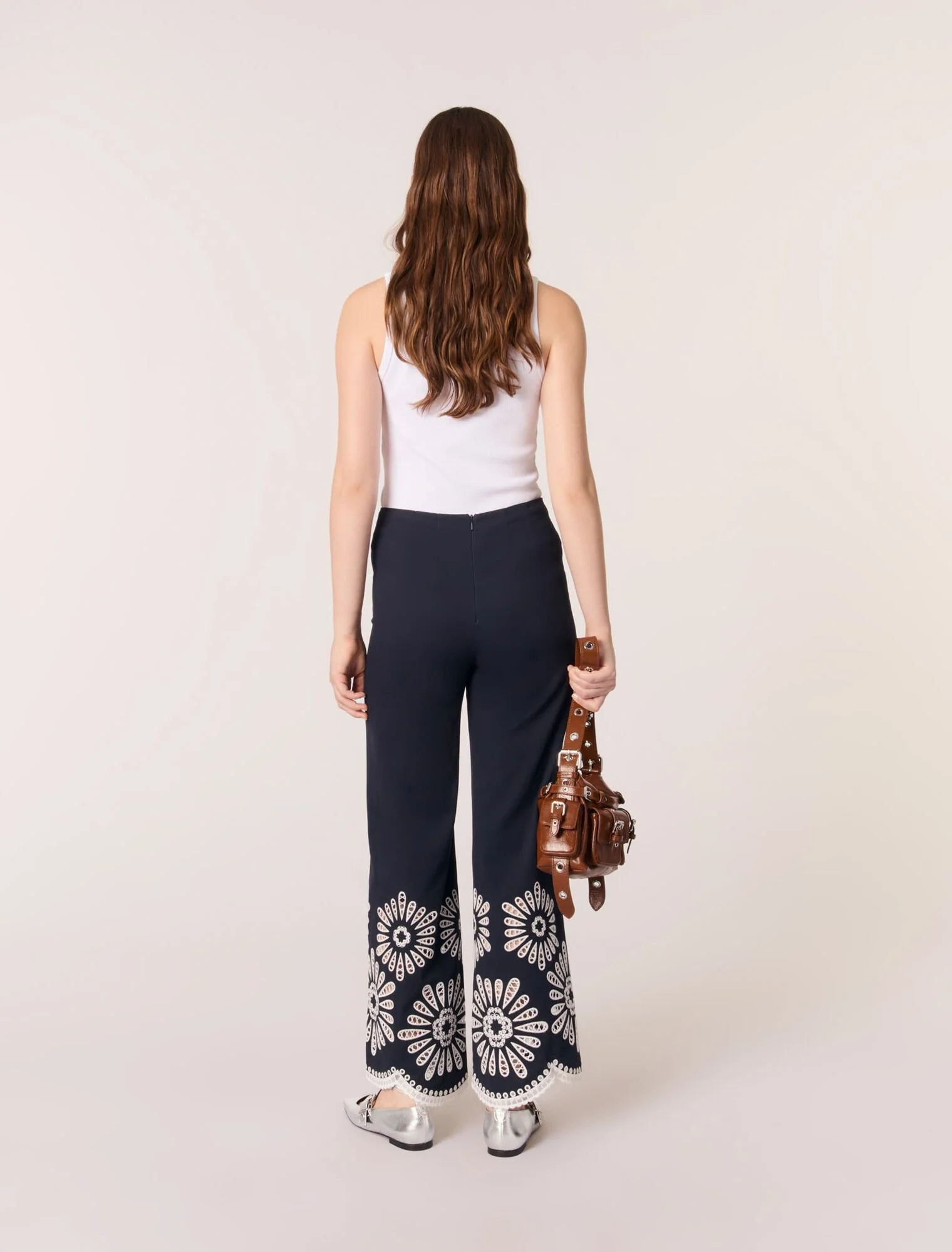 Trousers with crochet detail Navy - Image 3