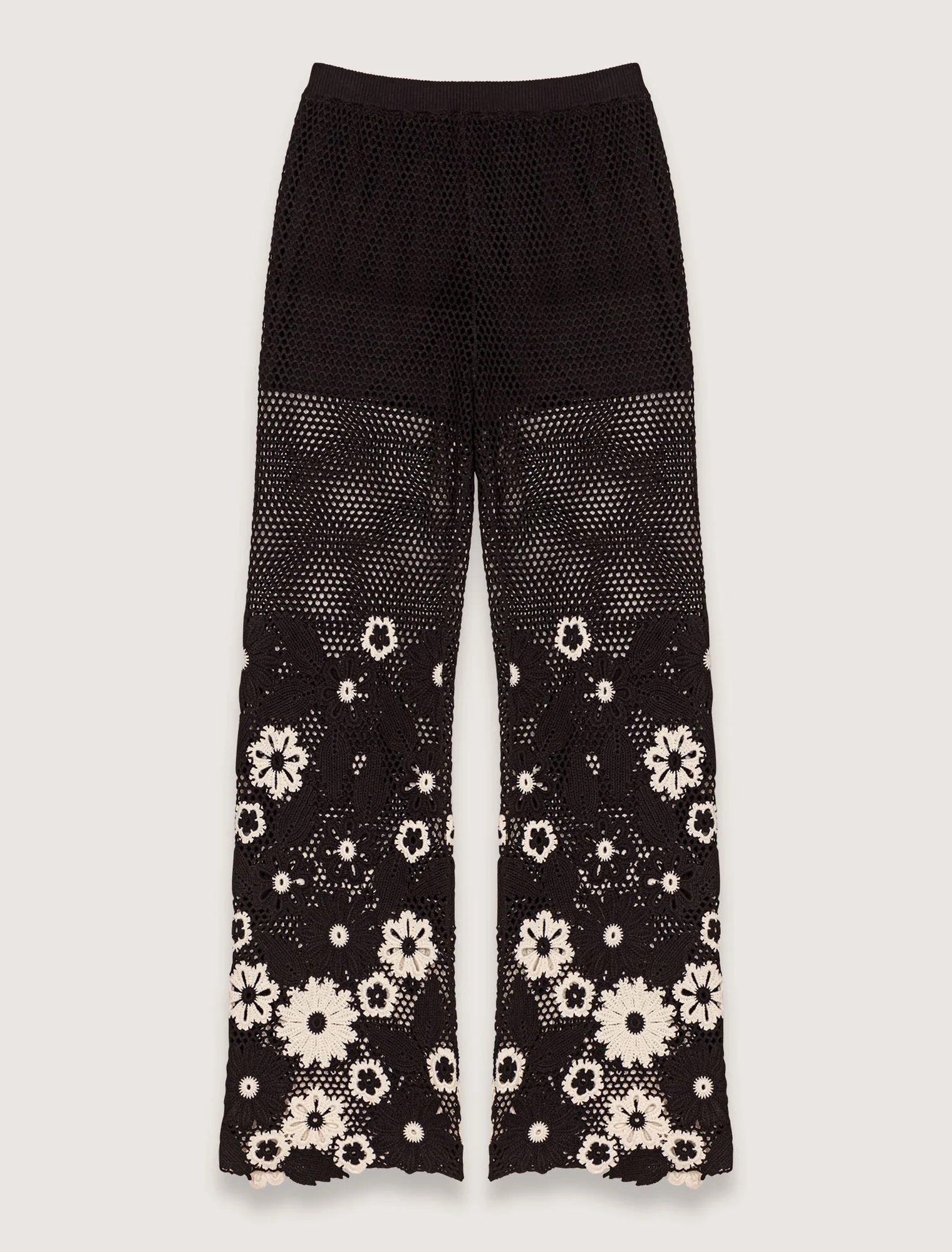 Floral crochet trousers Black / White - Image 7