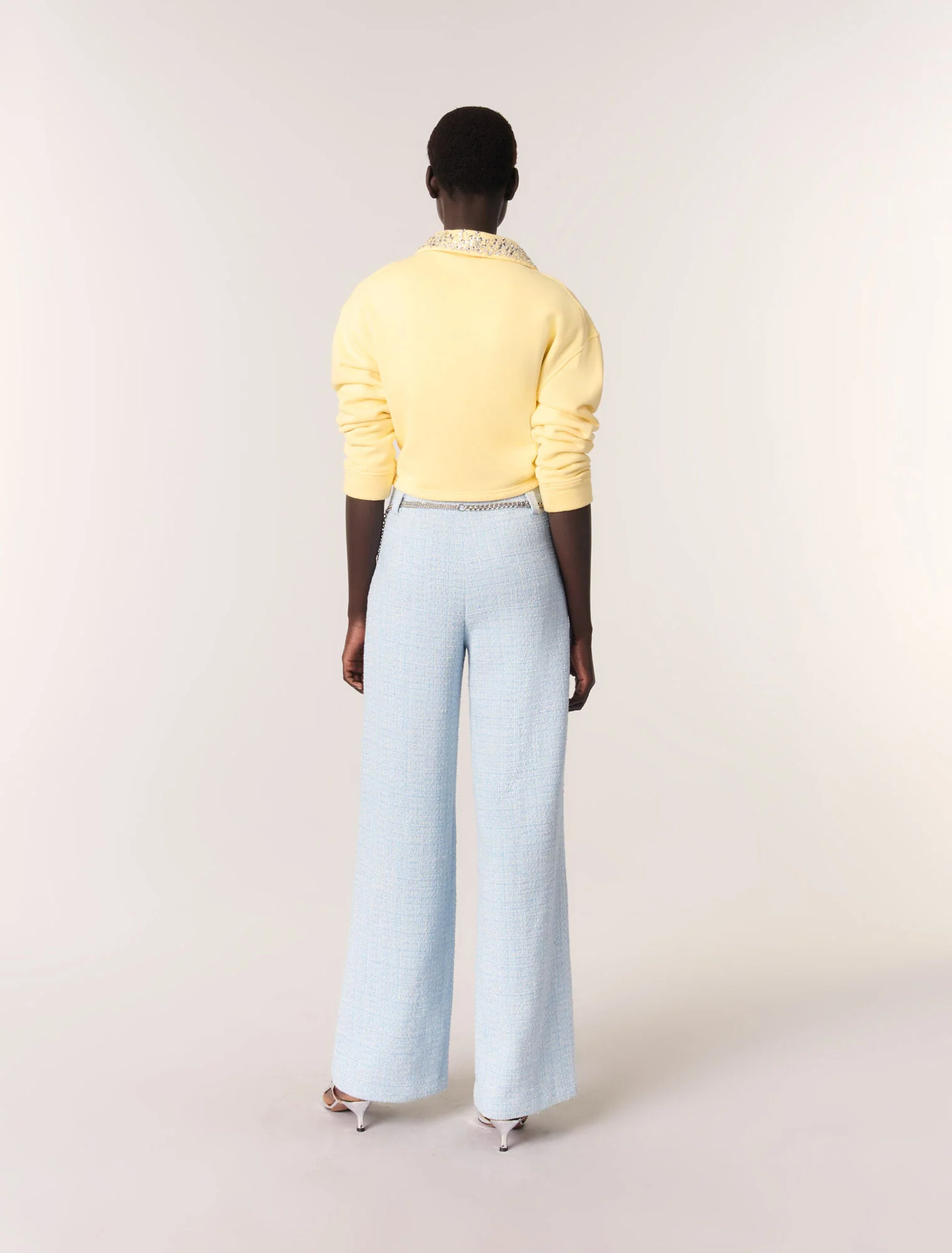 Tweed trousers with belt Blue Sky - Image 3