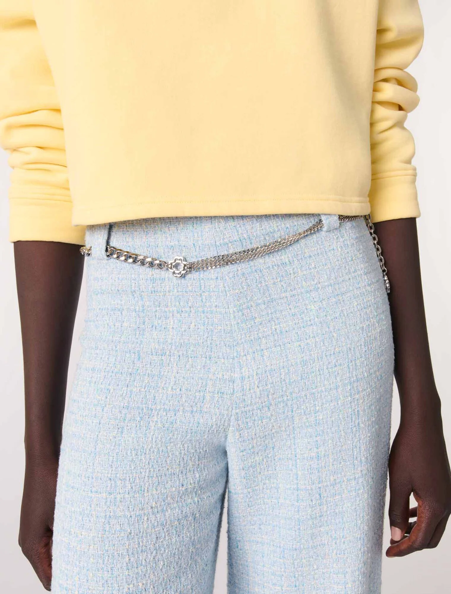 Tweed trousers with belt Blue Sky - Image 5