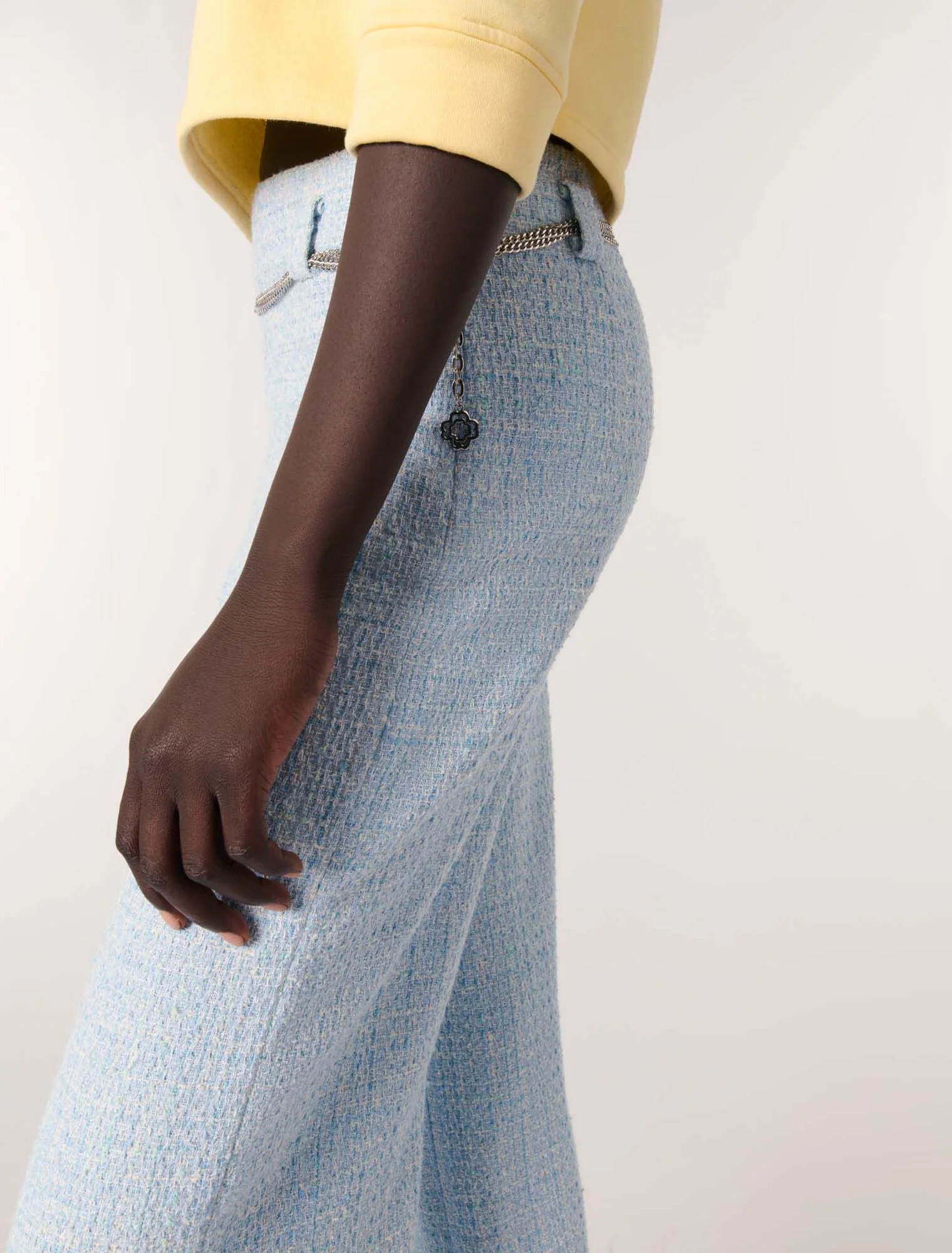 Tweed trousers with belt Blue Sky - Image 7