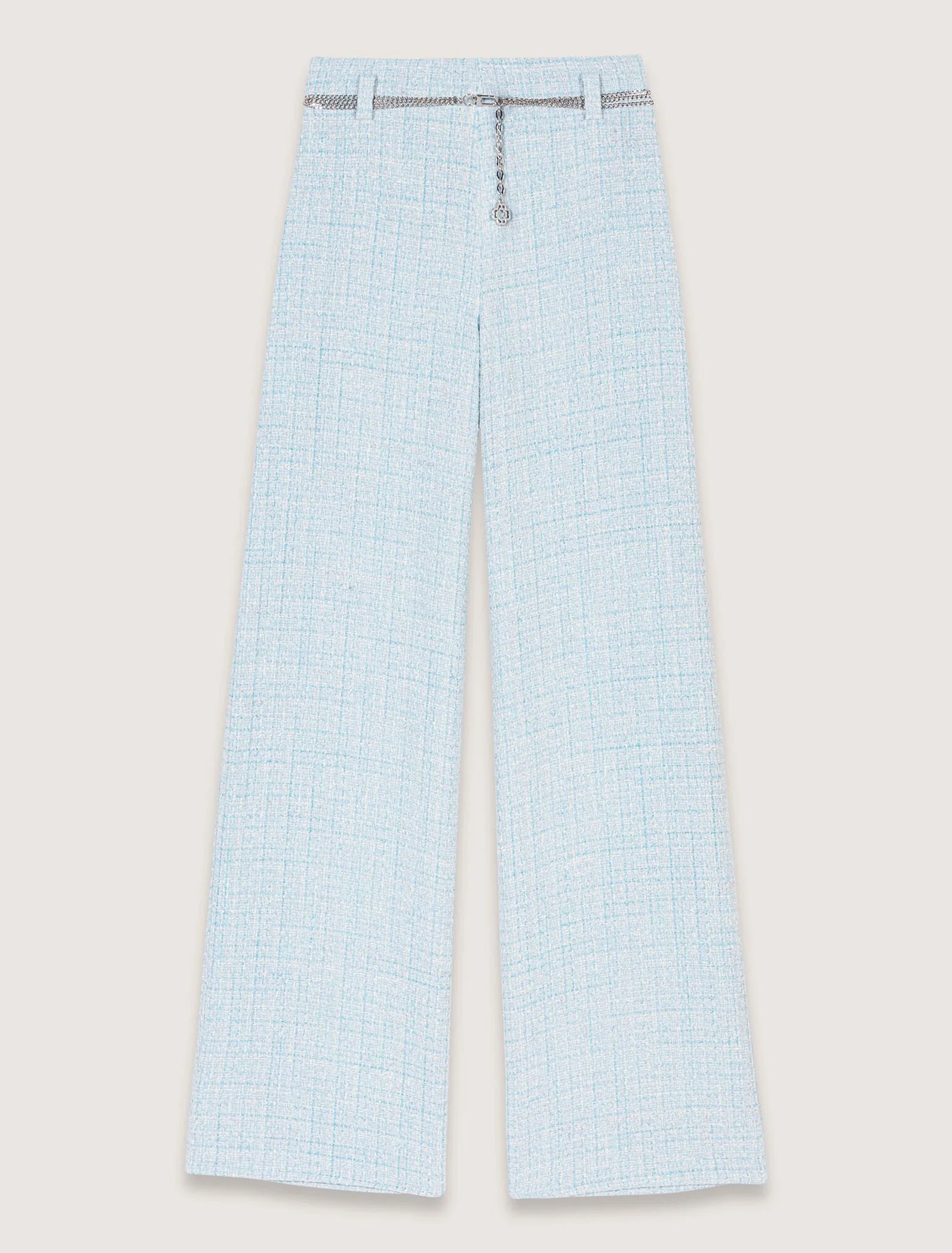 Tweed trousers with belt Blue Sky - Image 8