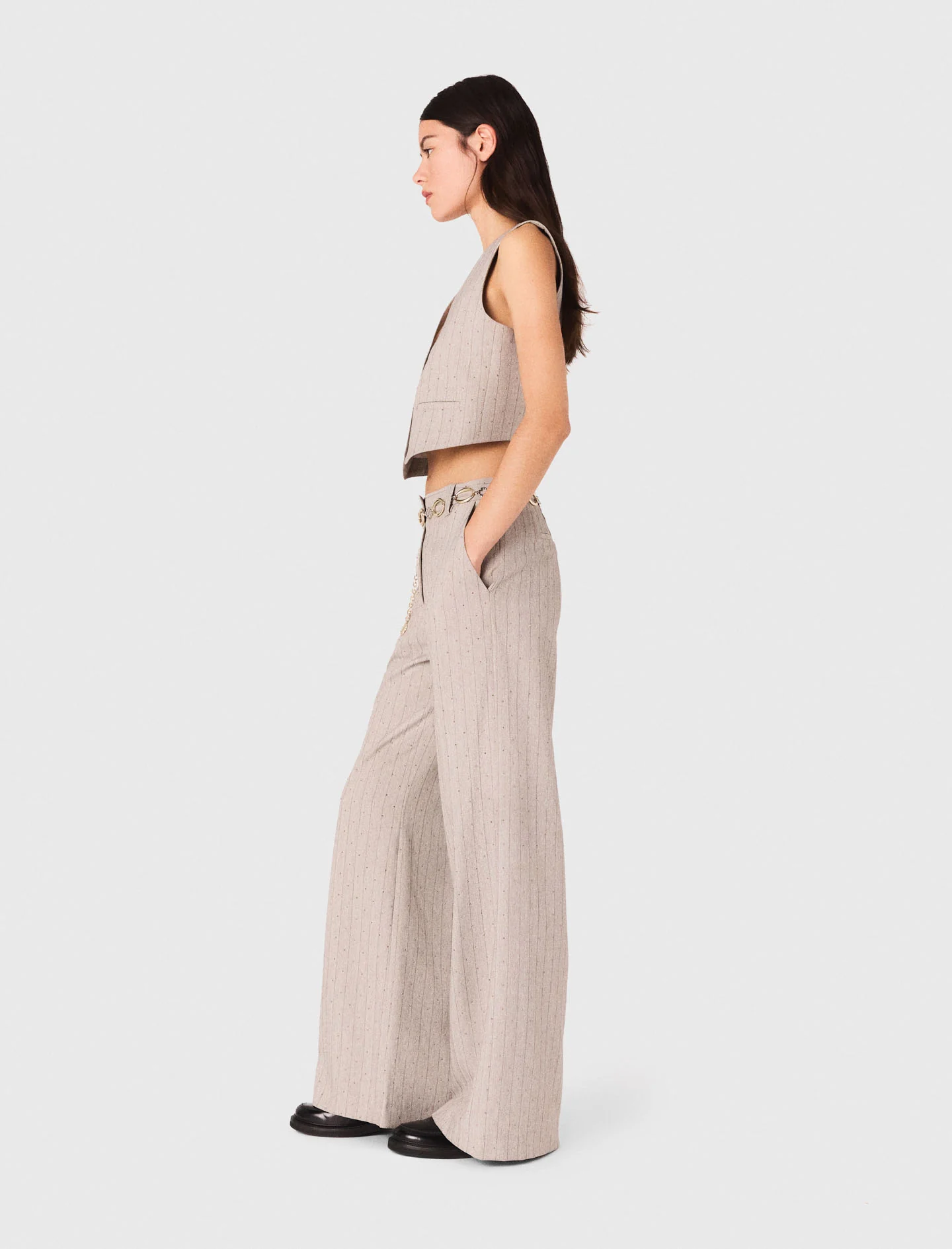 Rhinestone suit trousers Light Grey - Image 2