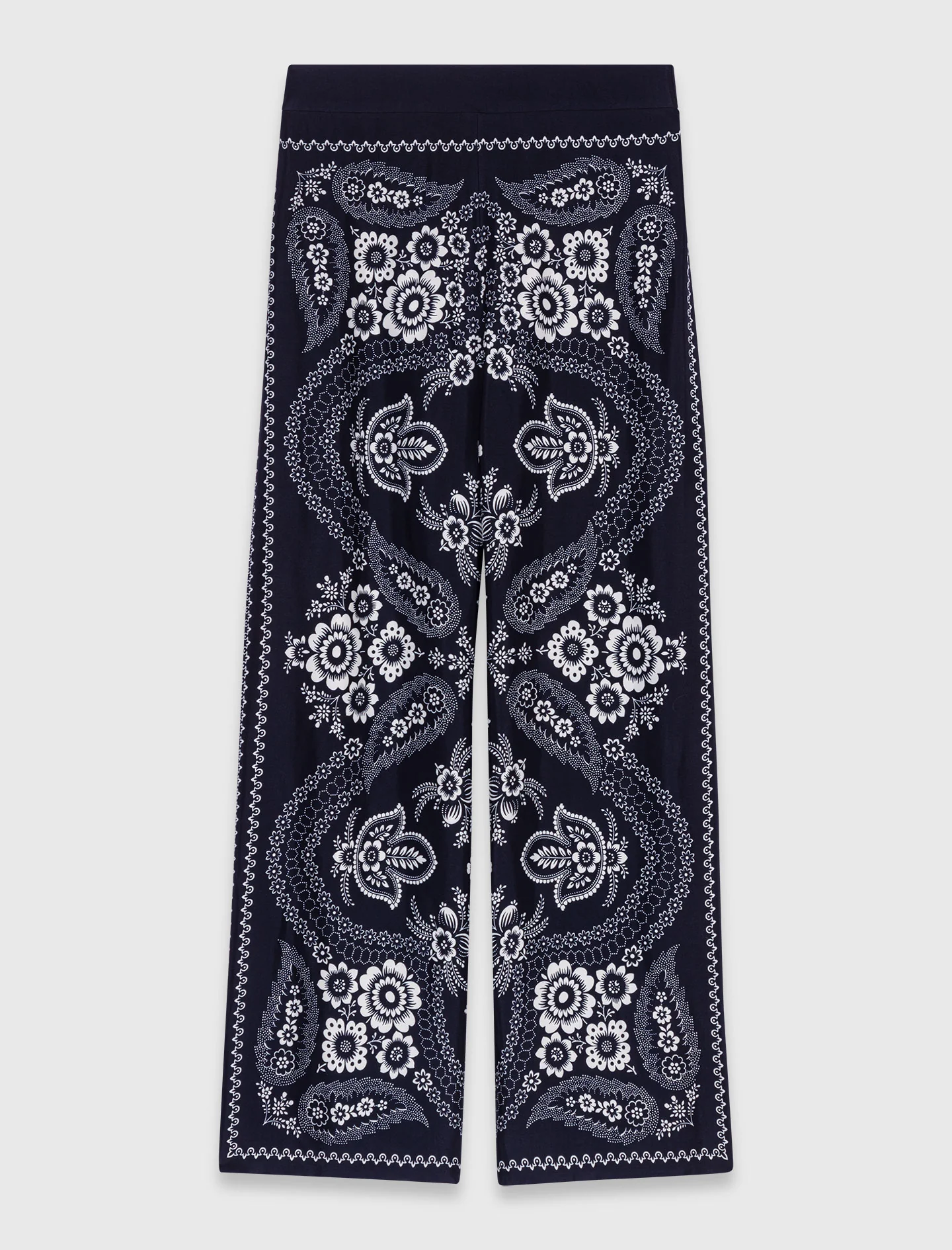 Flowing paisley print trousers Navy Bandana Print - Image 6