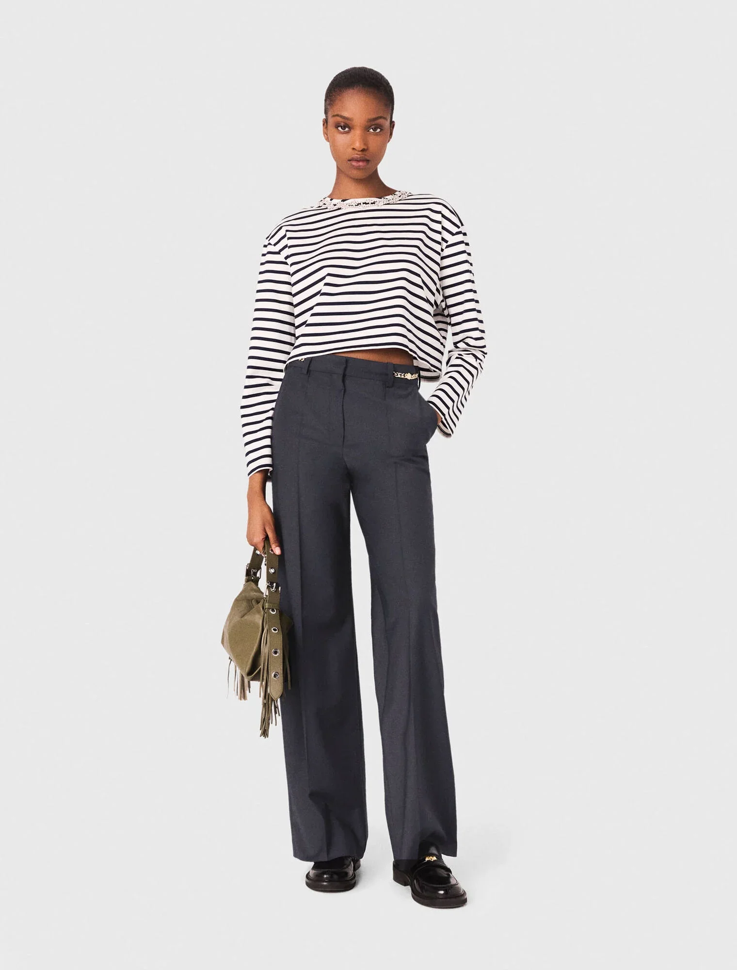 Suit trousers with chain detail Navy