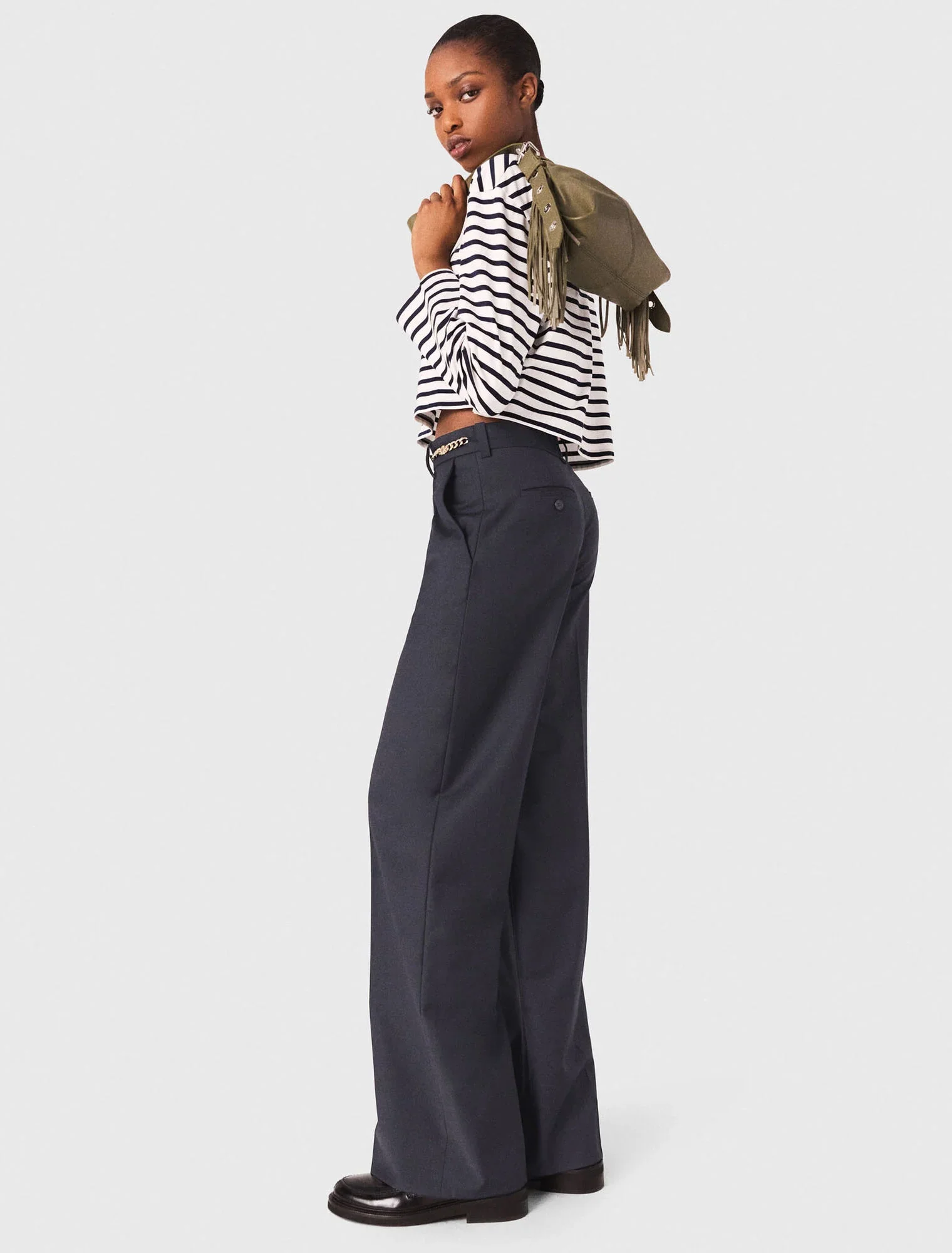 Suit trousers with chain detail Navy - Image 2