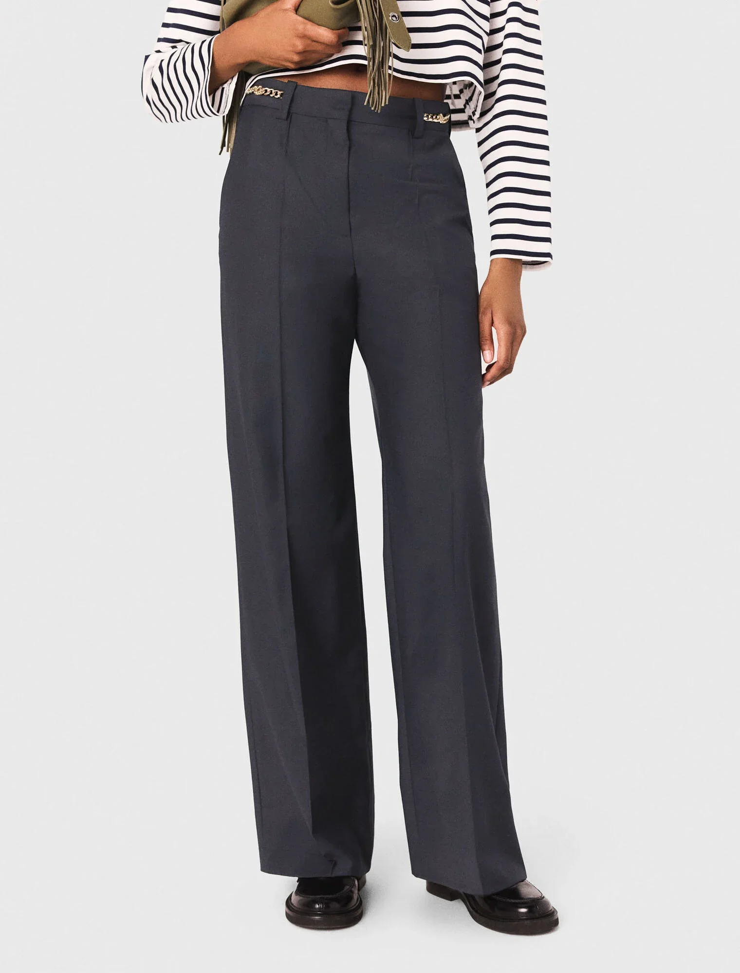 Suit trousers with chain detail Navy - Image 4