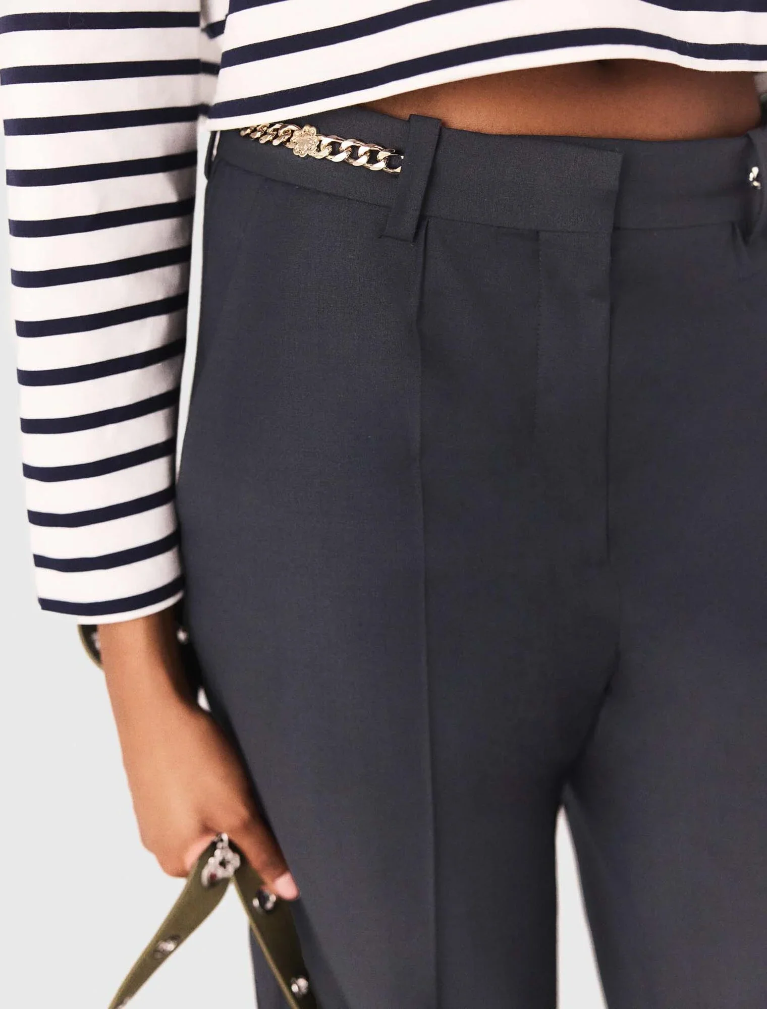 Suit trousers with chain detail Navy - Image 5
