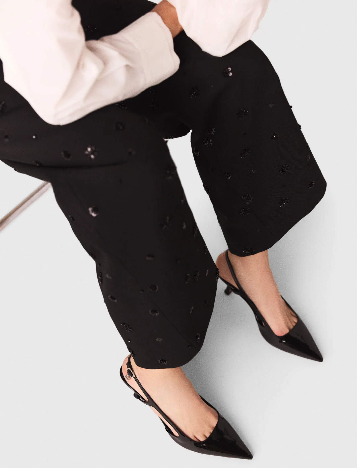 Embroidered trousers with braces Black - Image 5