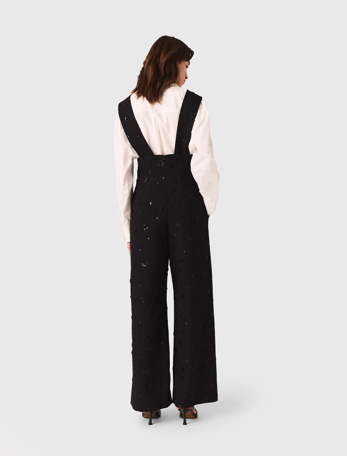 Embroidered trousers with braces Black - Image 7