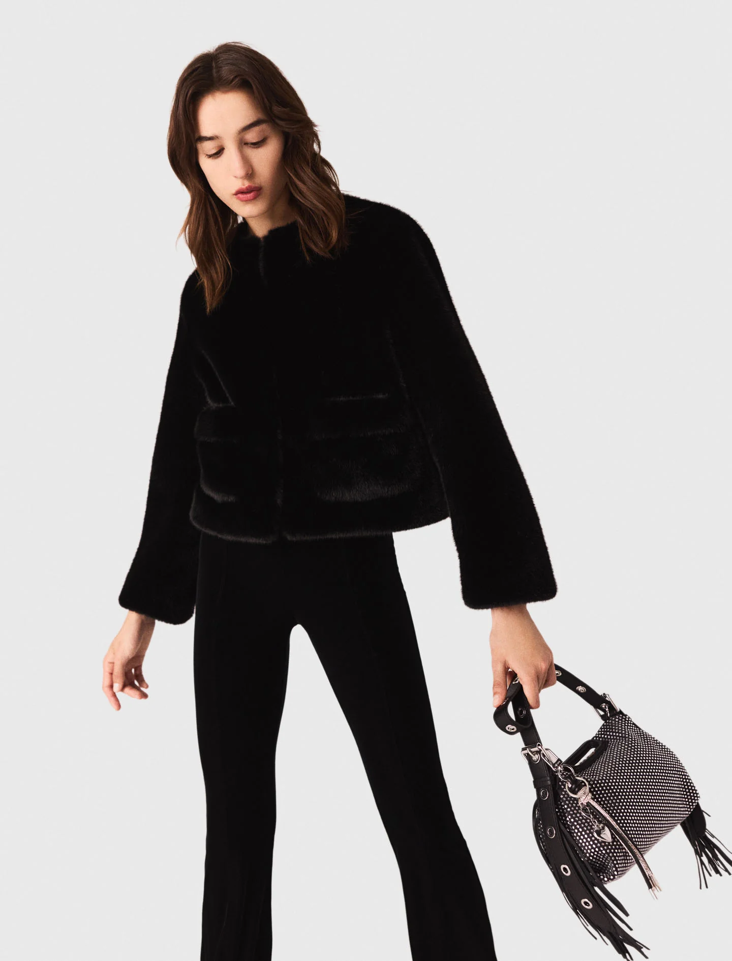 Stretch velour trousers Black - Image 2