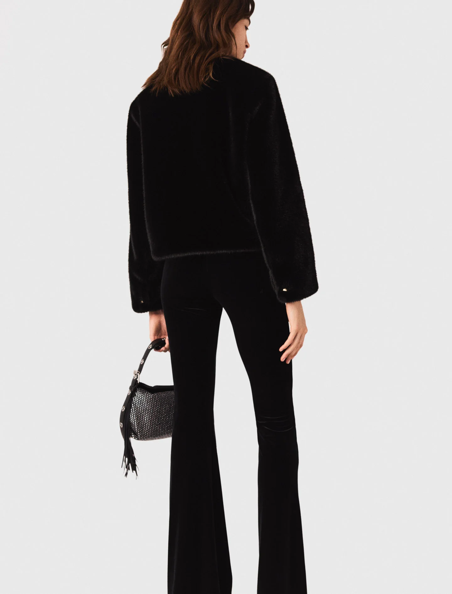 Stretch velour trousers Black - Image 3