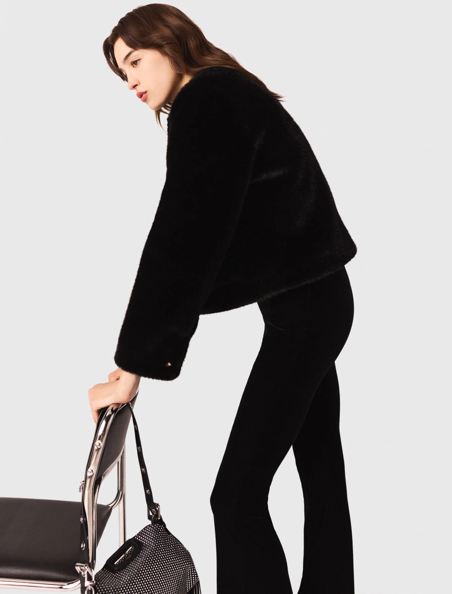 Stretch velour trousers Black - Image 5