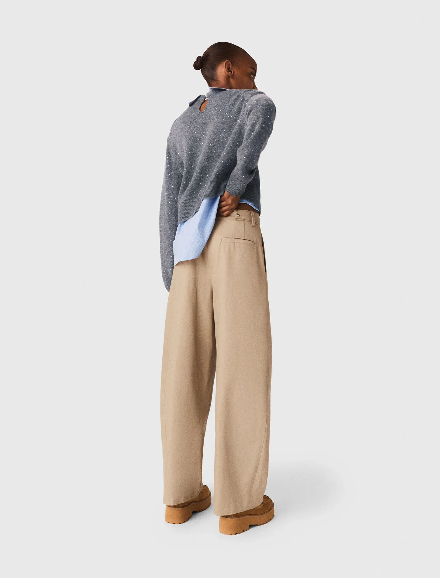 Cotton Balloon Trousers Mastic Beige - Image 3