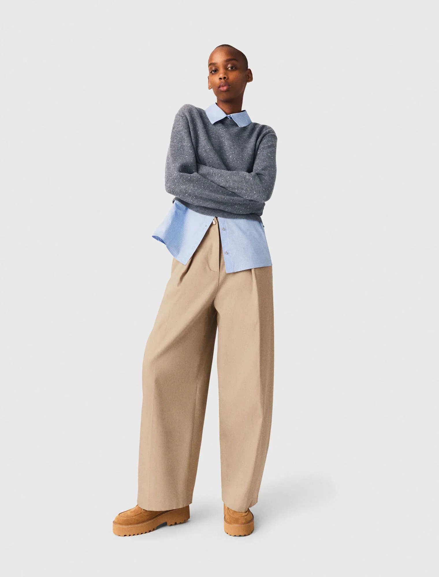 Cotton Balloon Trousers Mastic Beige - Image 4