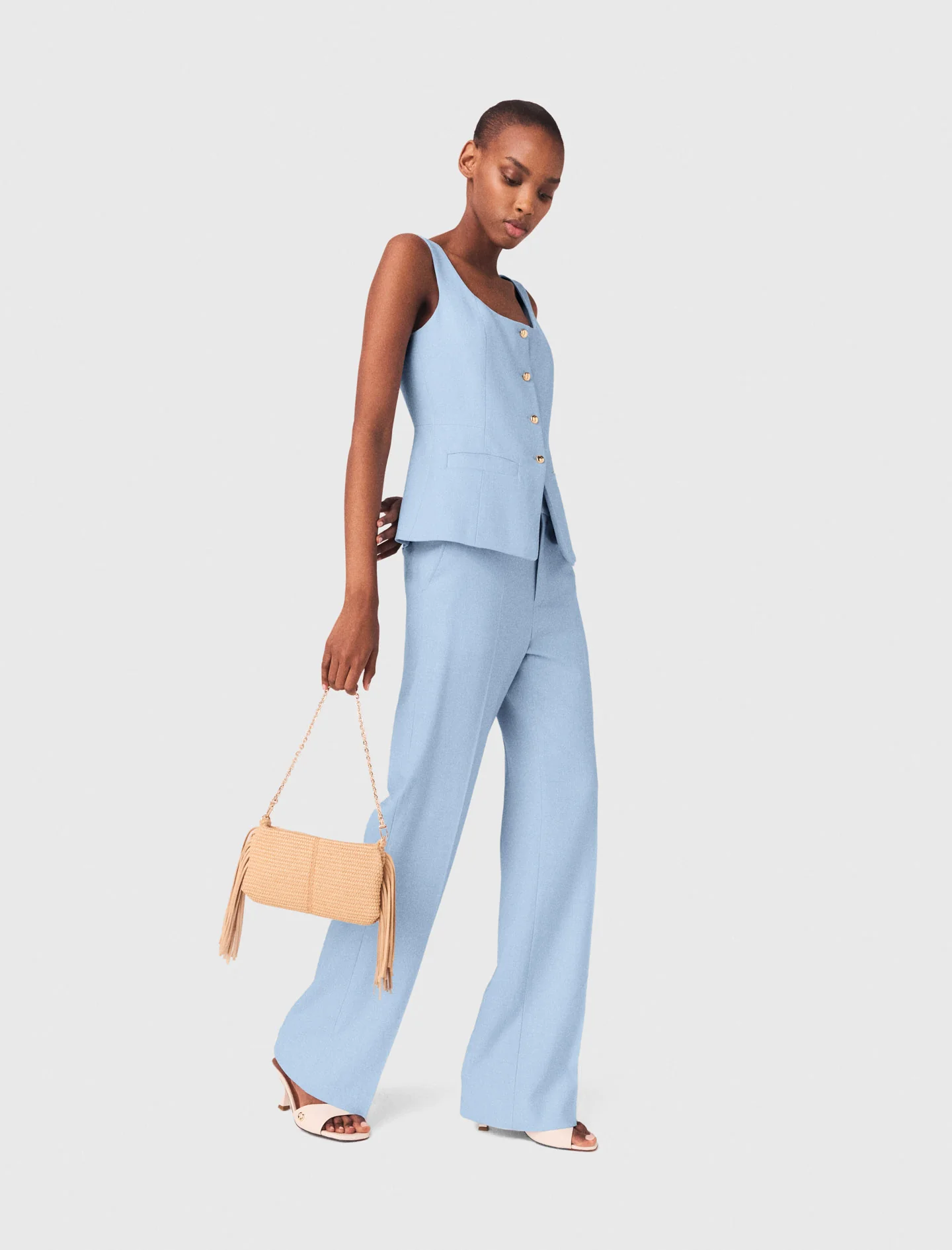 Suit Trousers With Pleats Blue Sky - Image 3