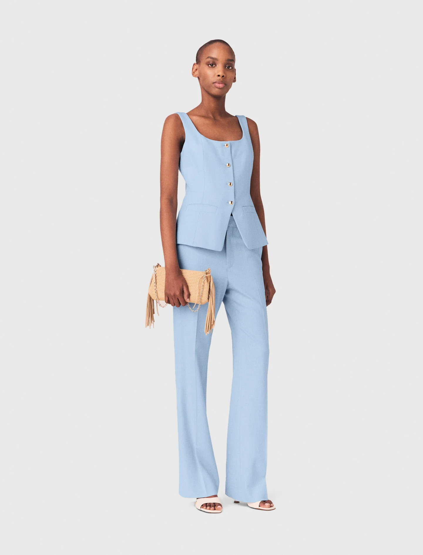 Suit Trousers With Pleats Blue Sky - Image 4