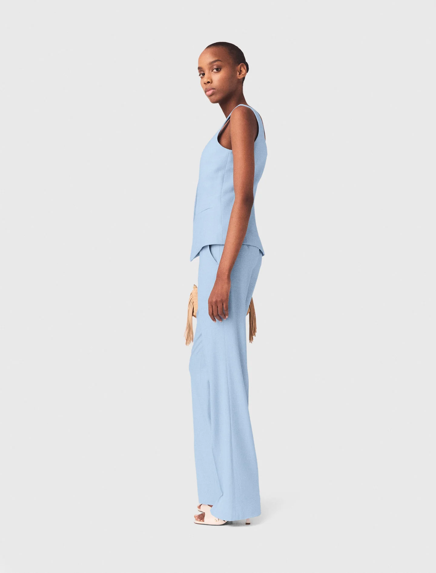 Suit Trousers With Pleats Blue Sky - Image 5