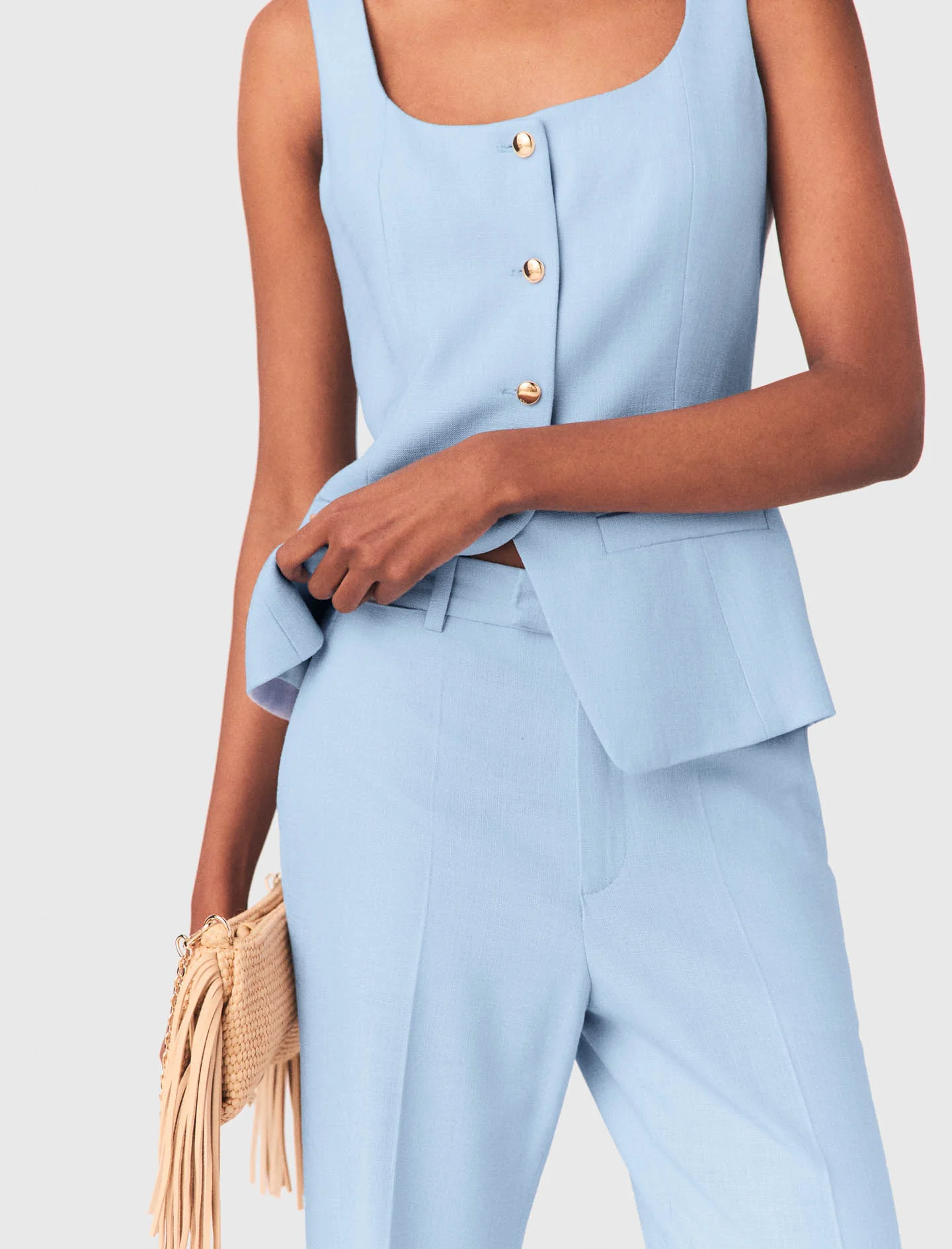 Suit Trousers With Pleats Blue Sky - Image 7