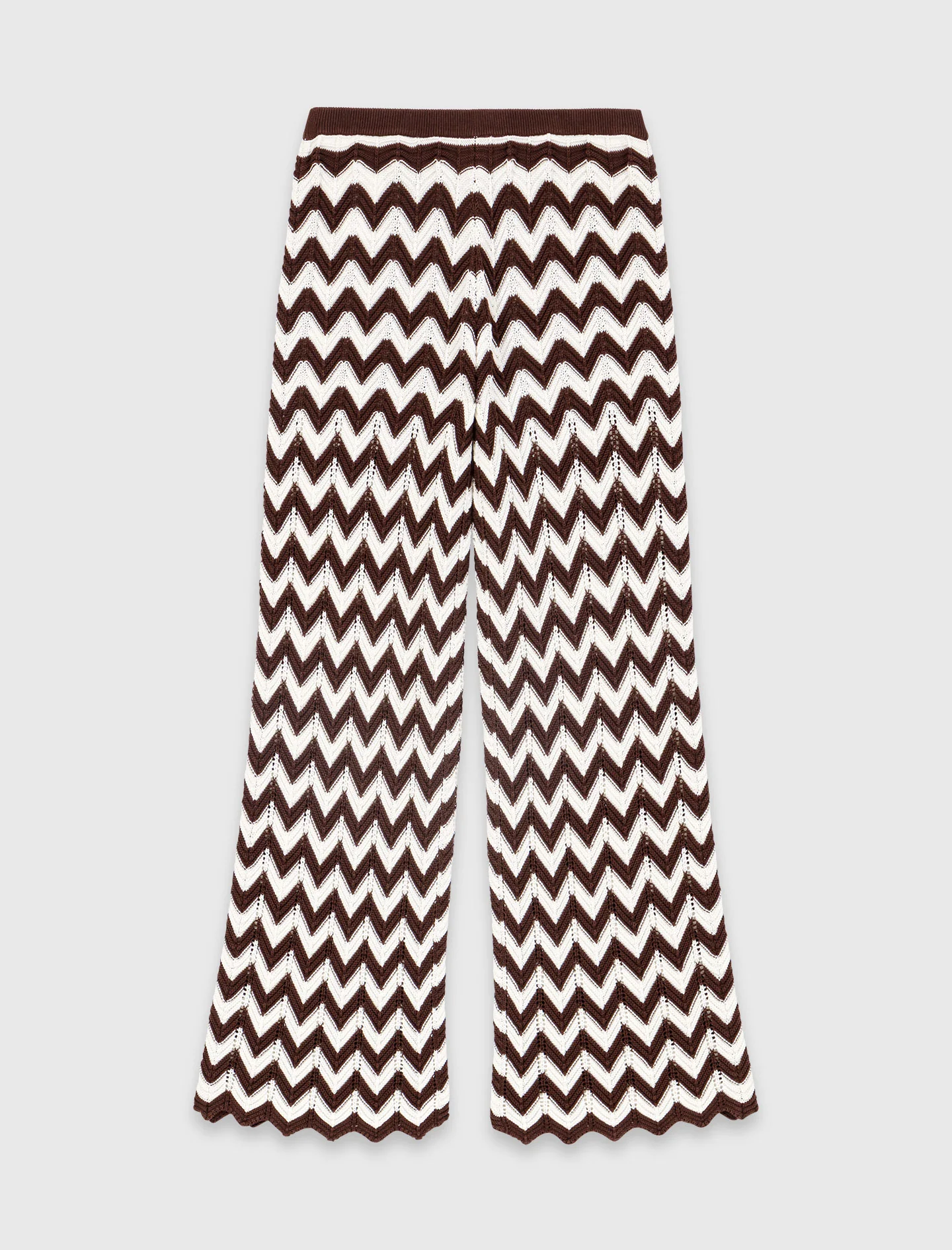 Zigzag Crochet Trousers Brown/White - Image 7