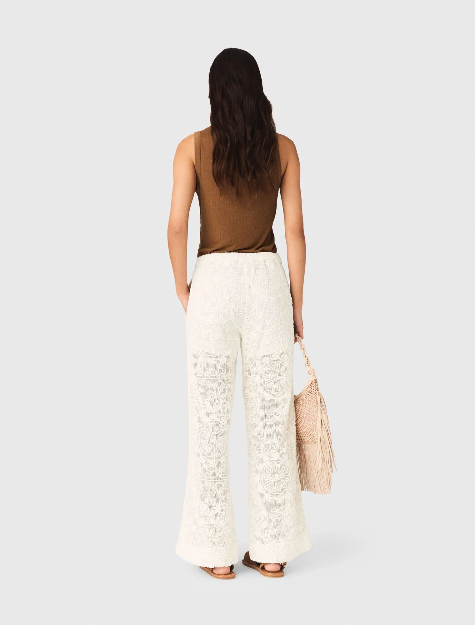 Guipure Lace Trousers Ecru - Image 3