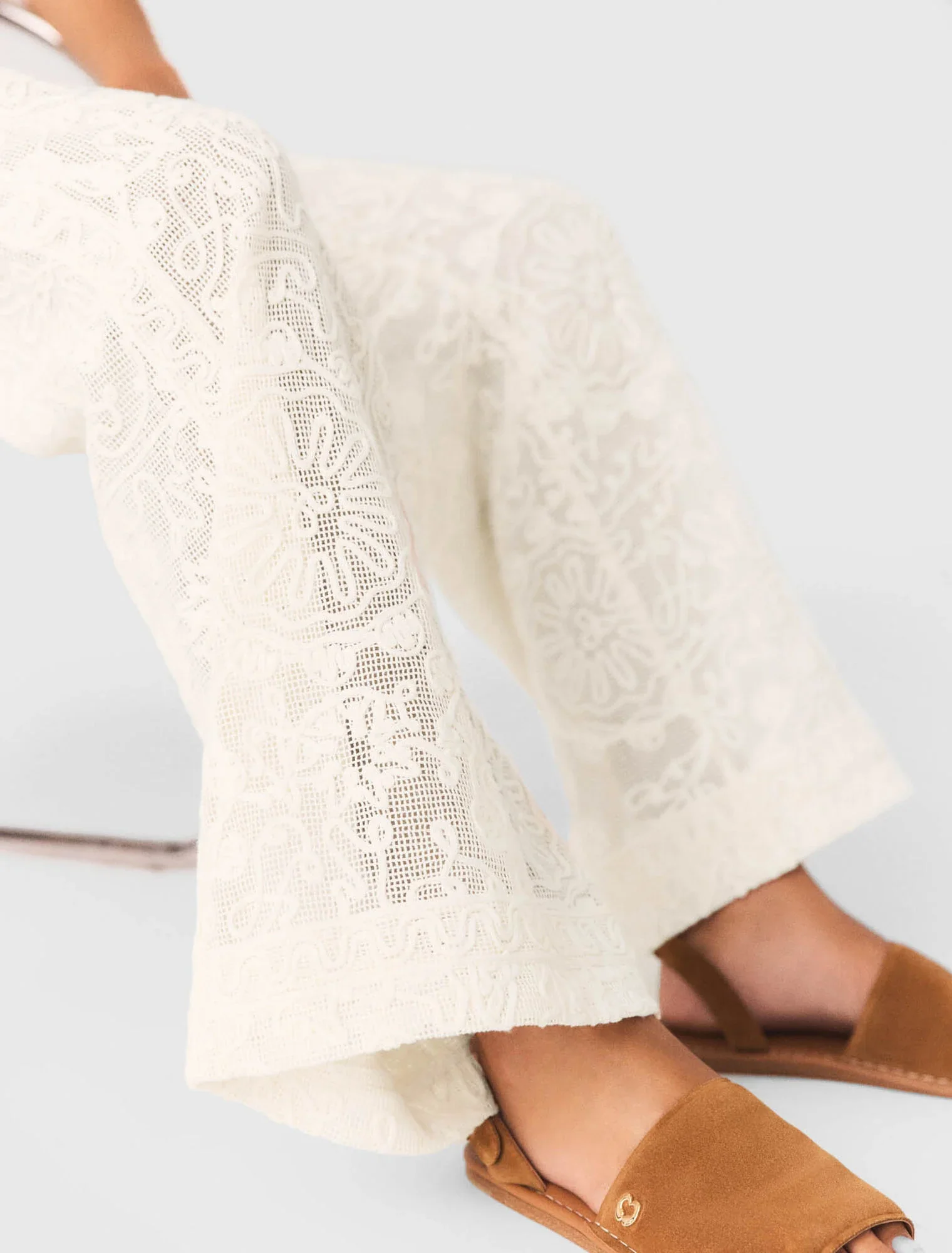 Guipure Lace Trousers Ecru - Image 5