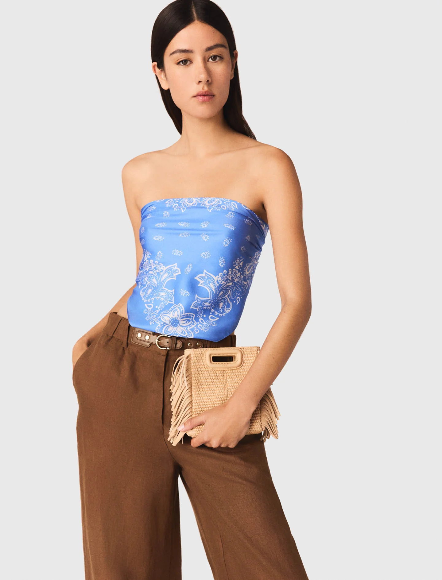 Linen-Blend Trousers Brown - Image 4