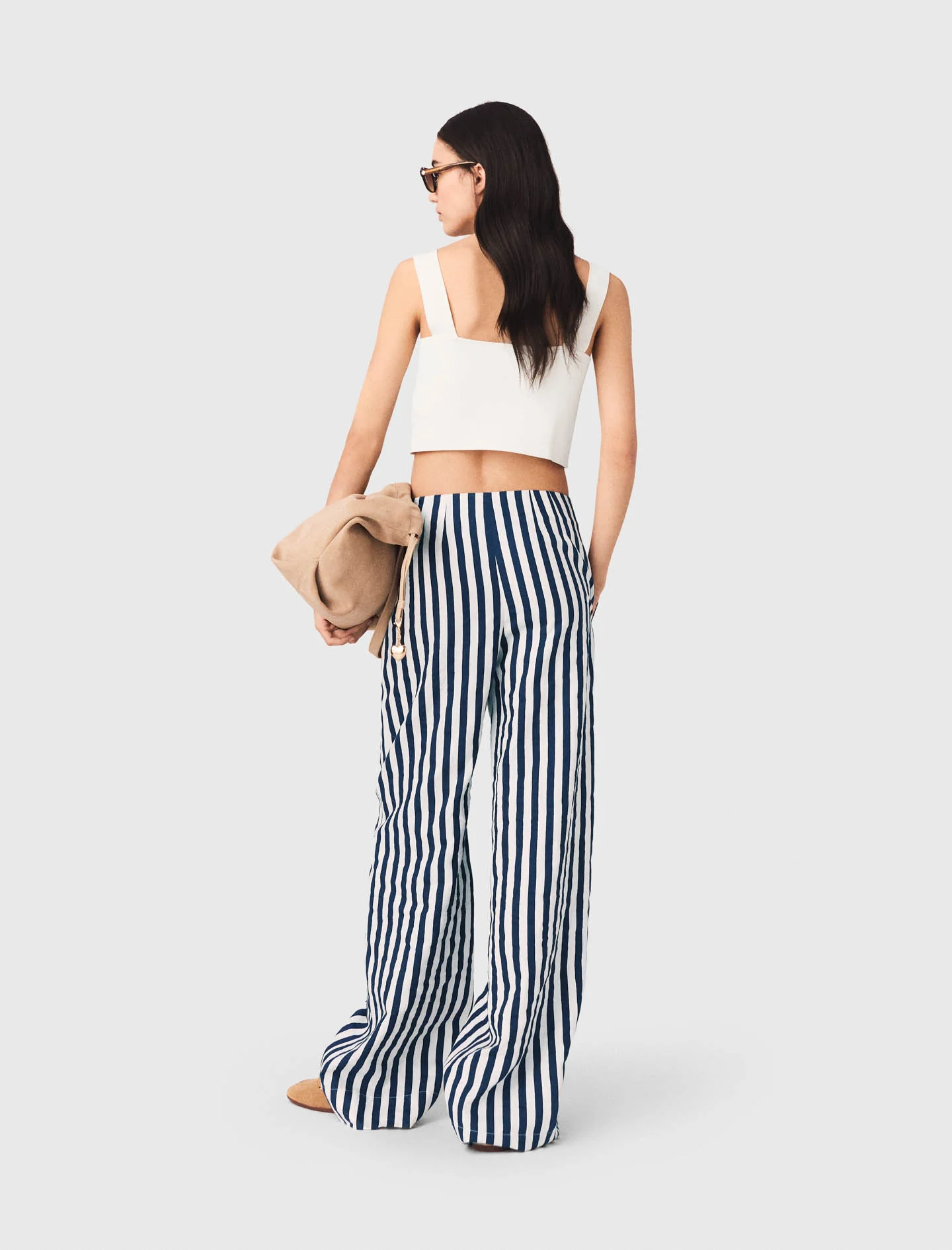 Linen Blend Sailor Trousers White/Blue - Image 3