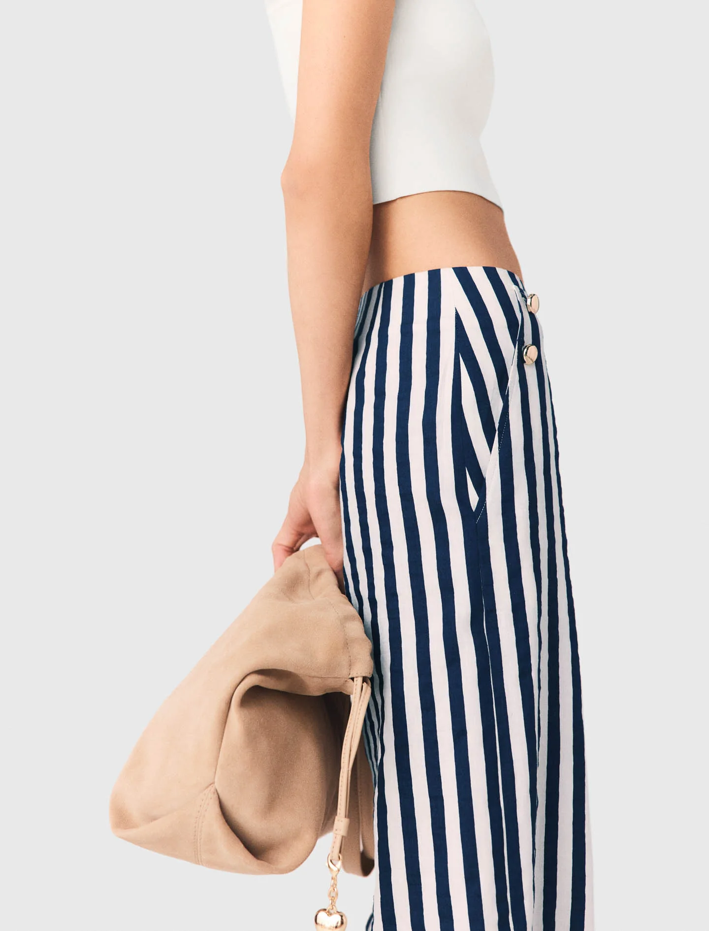 Linen Blend Sailor Trousers White/Blue - Image 4