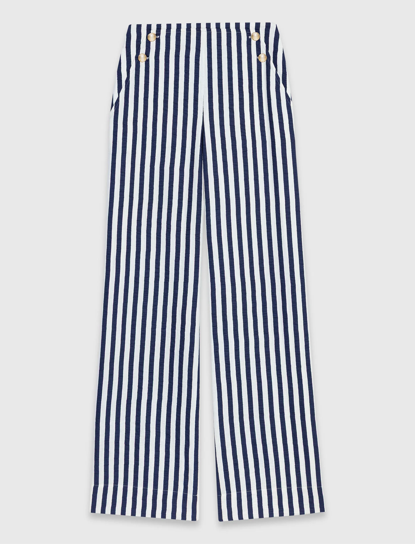 Linen Blend Sailor Trousers White/Blue - Image 7