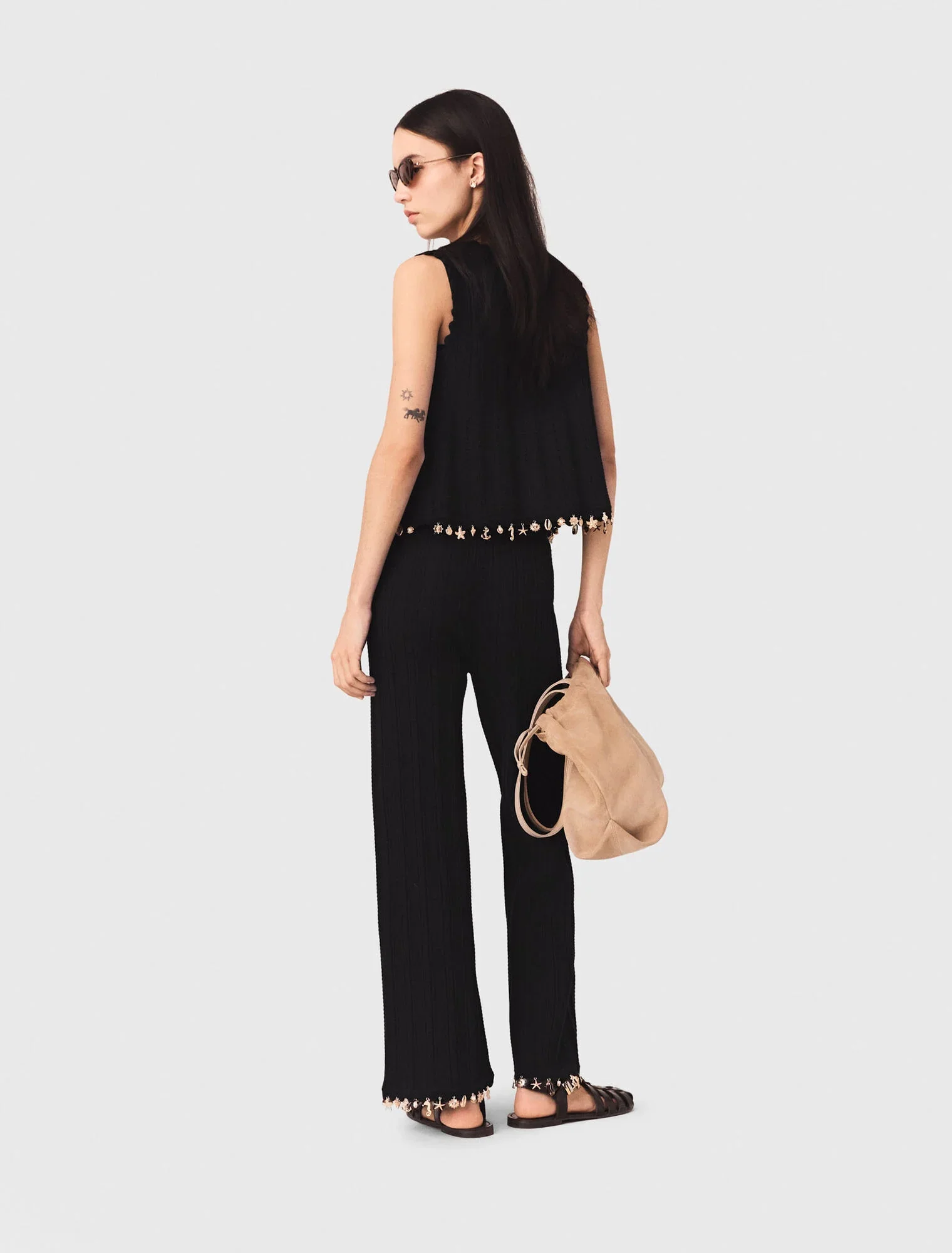 Jewelled Knit Trousers Black - Image 3