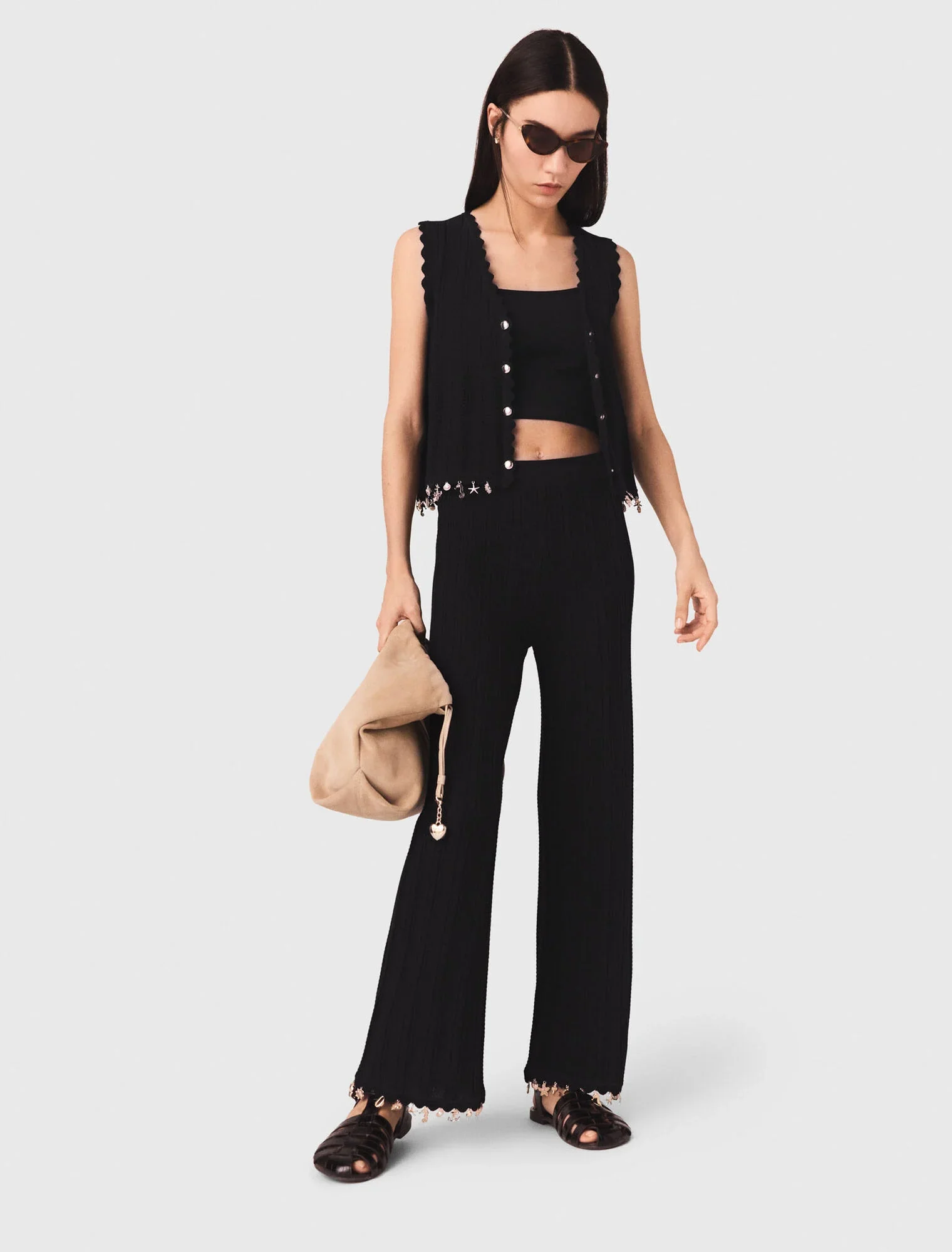 Jewelled Knit Trousers Black - Image 4