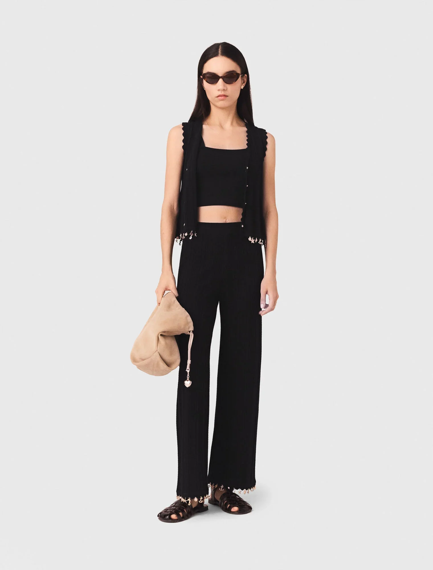 Jewelled Knit Trousers Black - Image 5