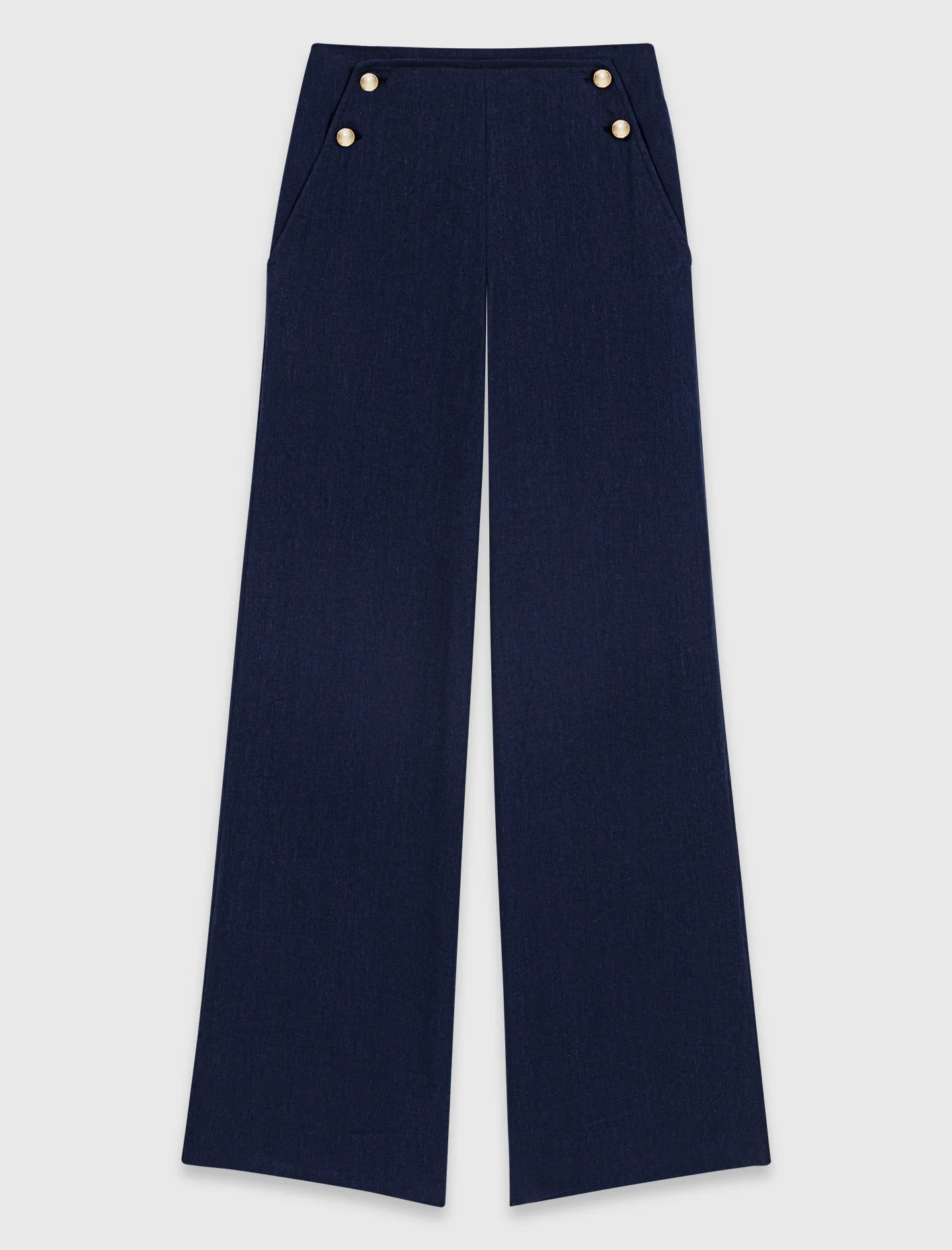 Linen Blend Bridge Trousers Navy - Image 8